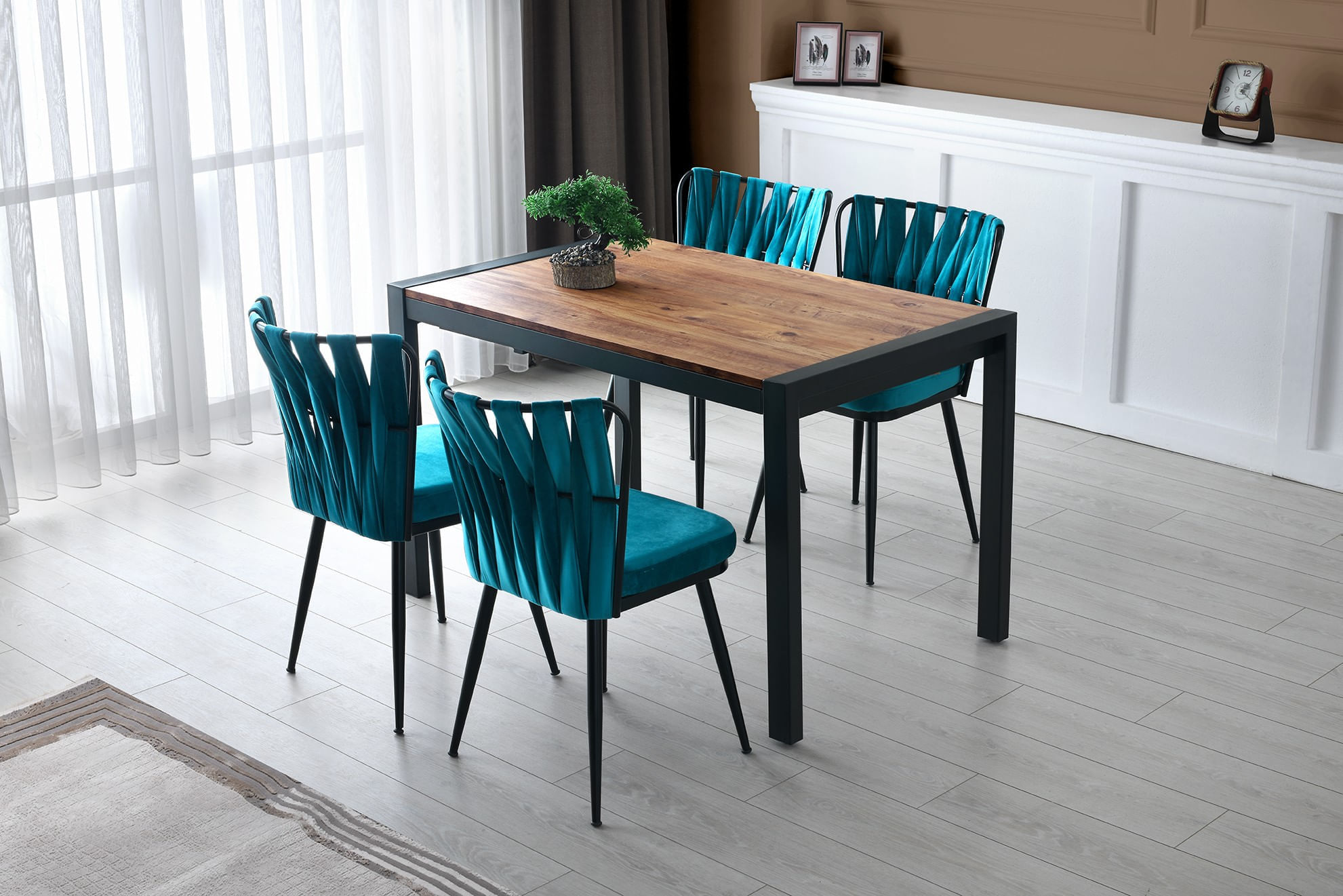 Masa de dining, Hanah Home, PAL melaminat, pin atlantic, 120-187x74x75 cm — imaginea 3