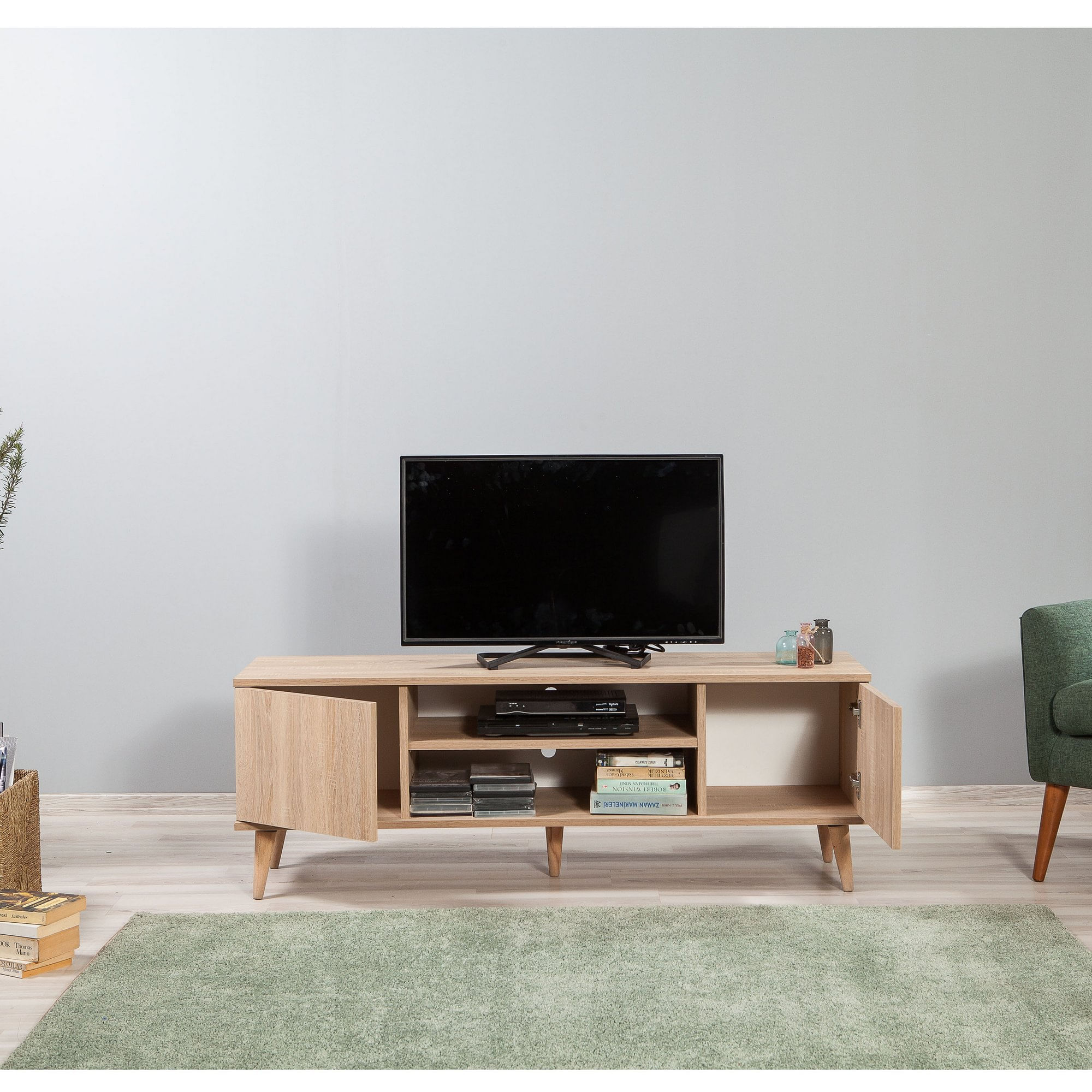 Comoda tv, Hanah Home, pal melaminat, stejar sonoma, 140x40x50 cm, 863SPH3015 — imaginea 5