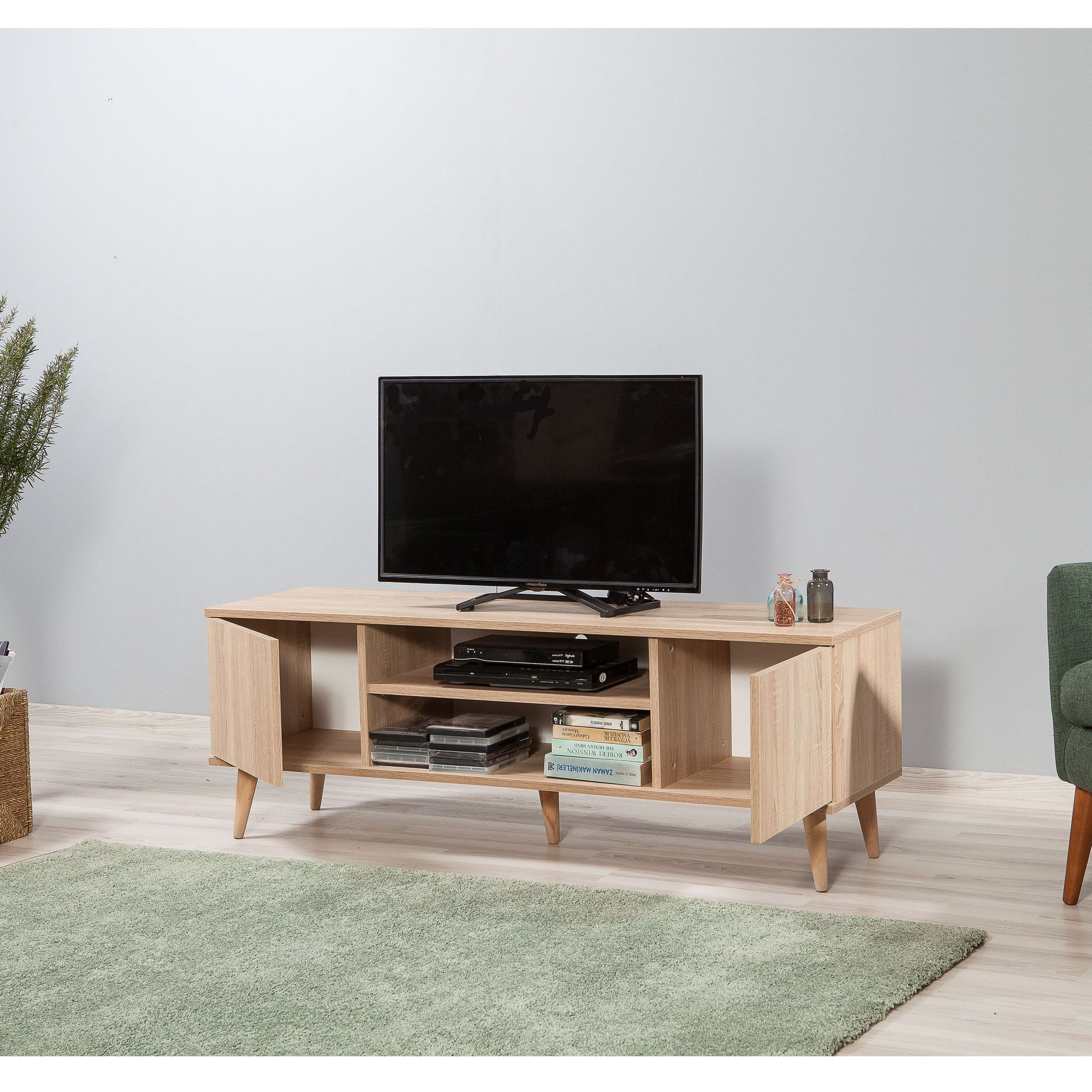 Comoda tv, Hanah Home, pal melaminat, stejar sonoma, 140x40x50 cm, 863SPH3015 — imaginea 6