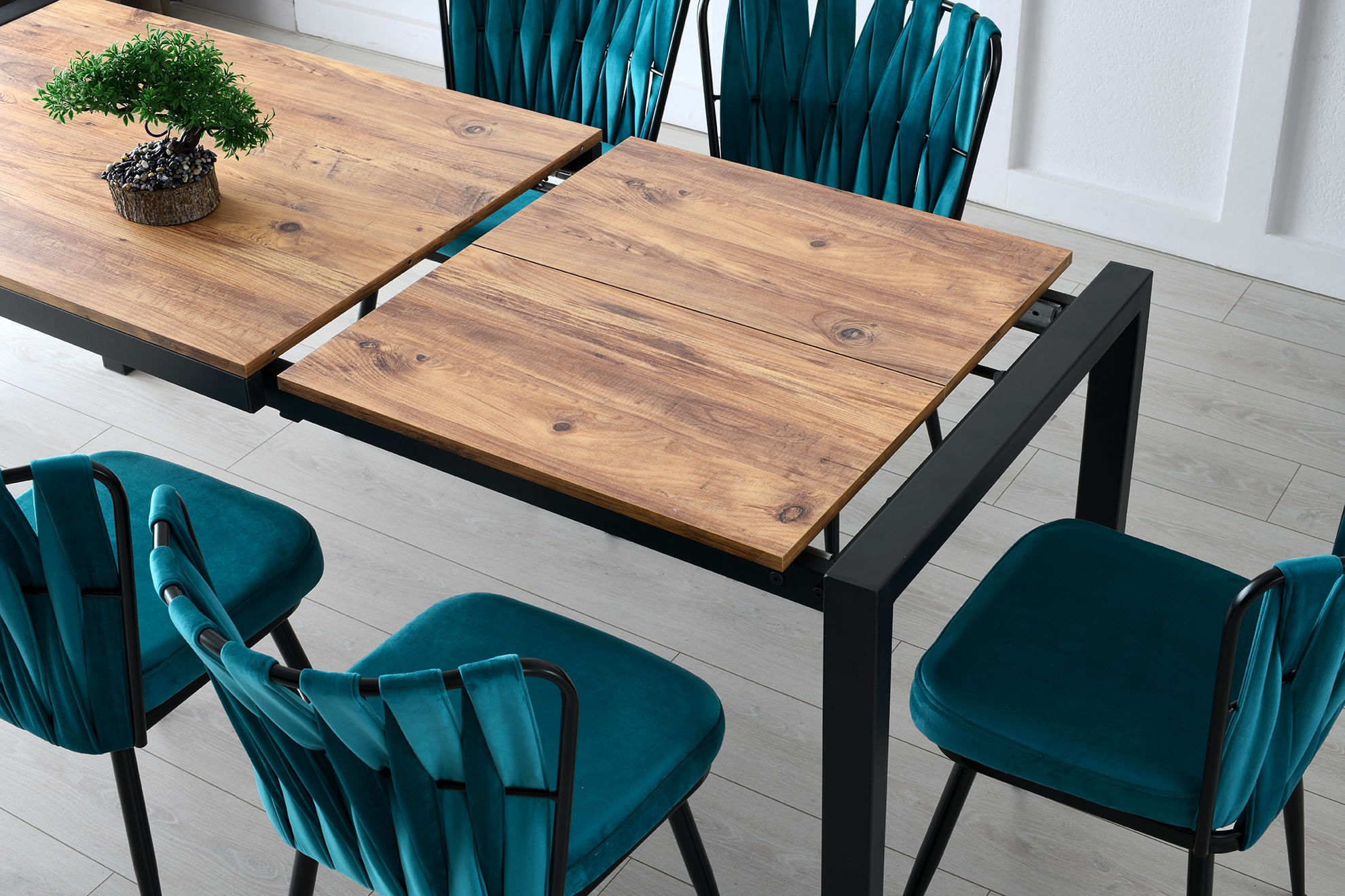 Masa de dining, Hanah Home, PAL melaminat, pin atlantic, 120-187x74x75 cm — imaginea 4