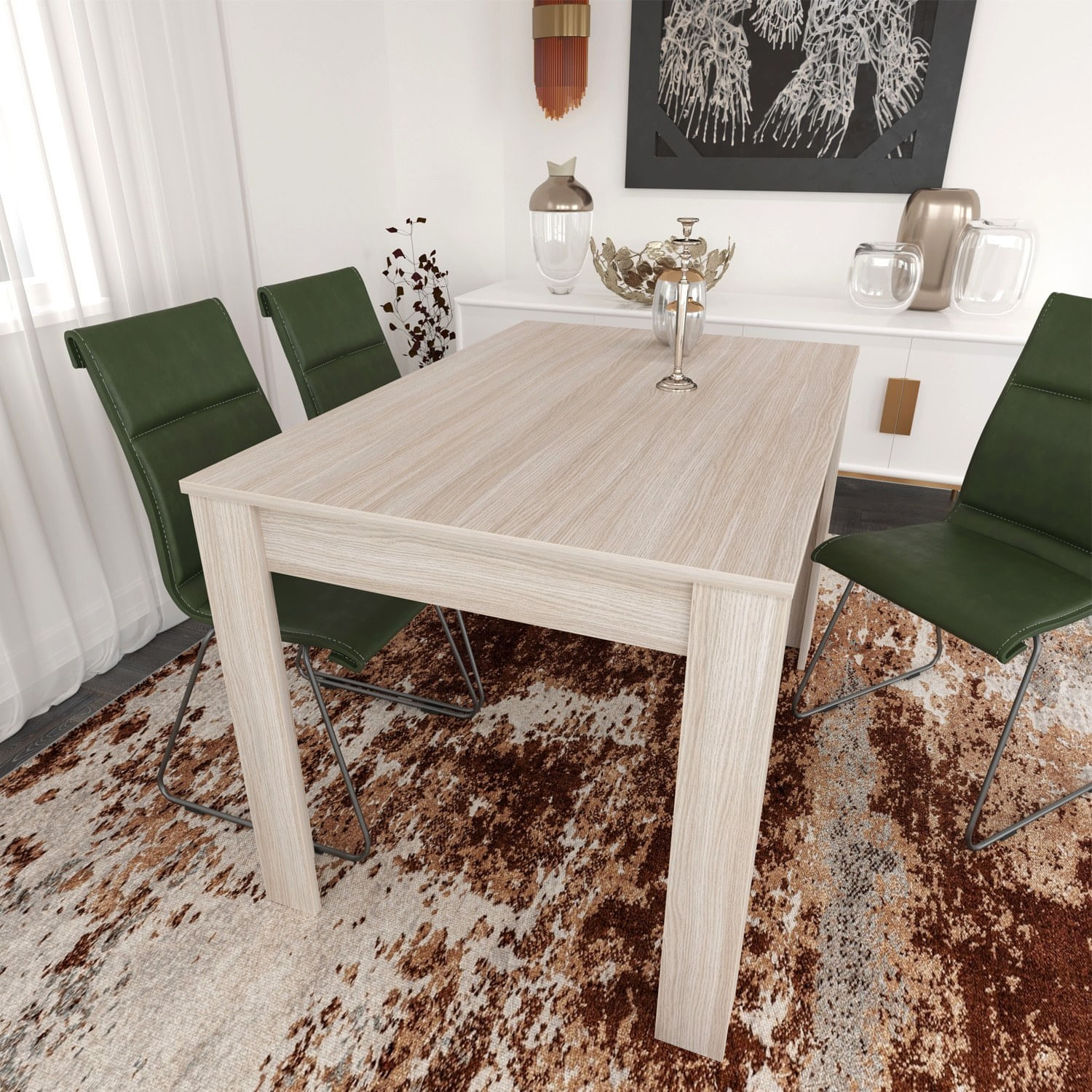 Masa de dining, Hanah Home, panou de particule melaminat, stejar, 120x80x78 cm — imaginea 2