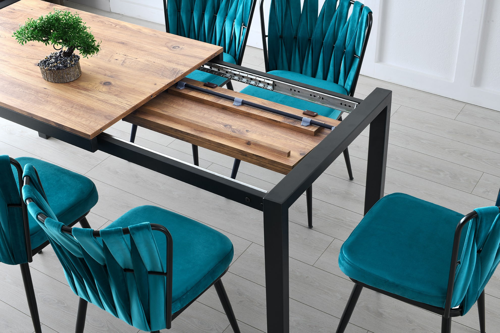Masa de dining, Hanah Home, PAL melaminat, pin atlantic, 120-187x74x75 cm — imaginea 5
