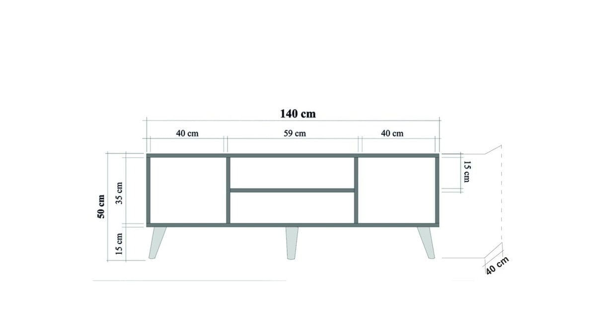 Comoda tv, Hanah Home, pal melaminat, stejar sonoma, 140x40x50 cm, 863SPH3015 — imaginea 8