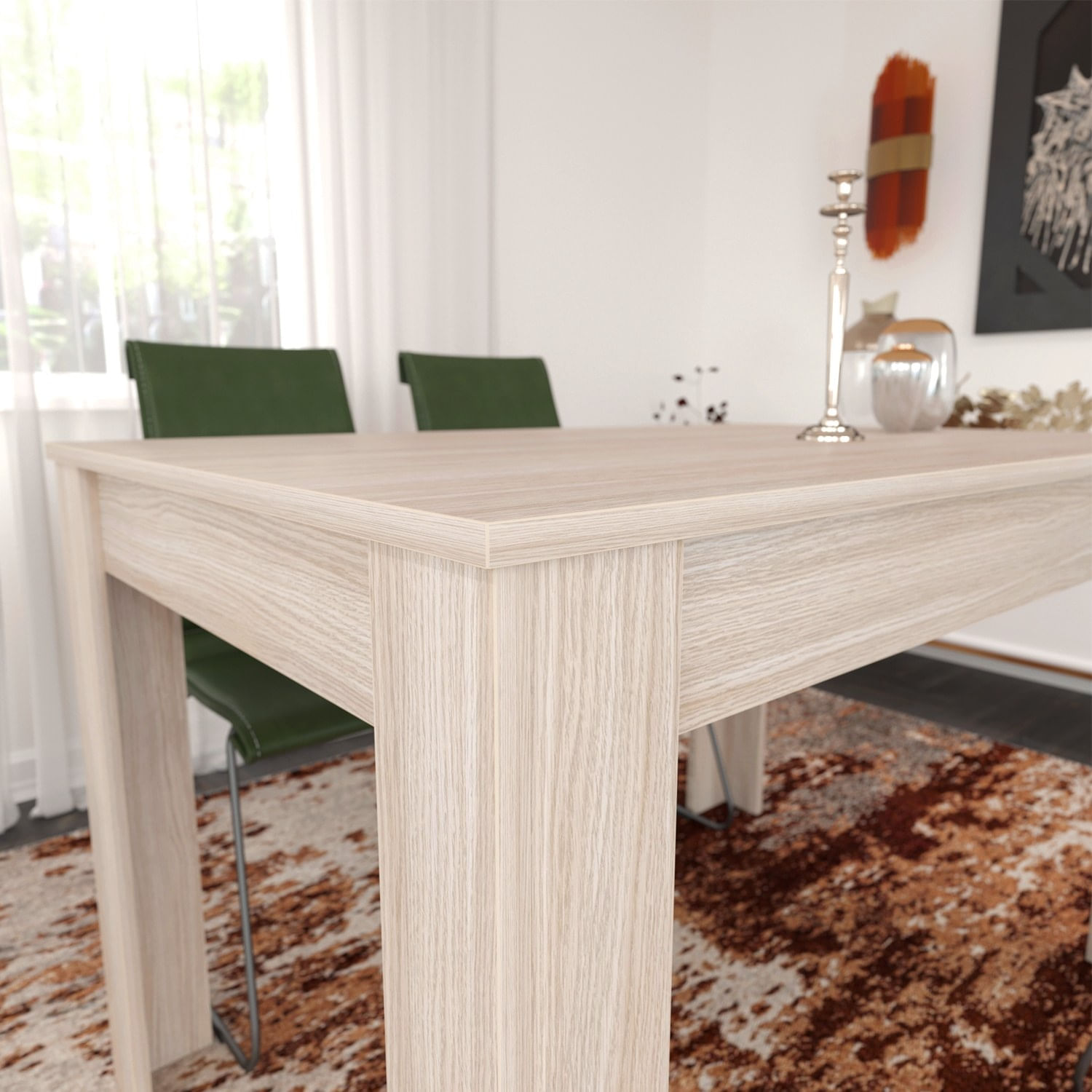 Masa de dining, Hanah Home, panou de particule melaminat, stejar, 120x80x78 cm — imaginea 4