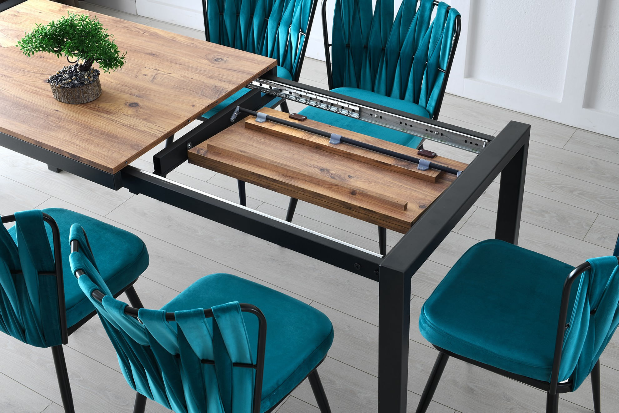 Masa de dining, Hanah Home, PAL melaminat, pin atlantic, 120-187x74x75 cm — imaginea 6