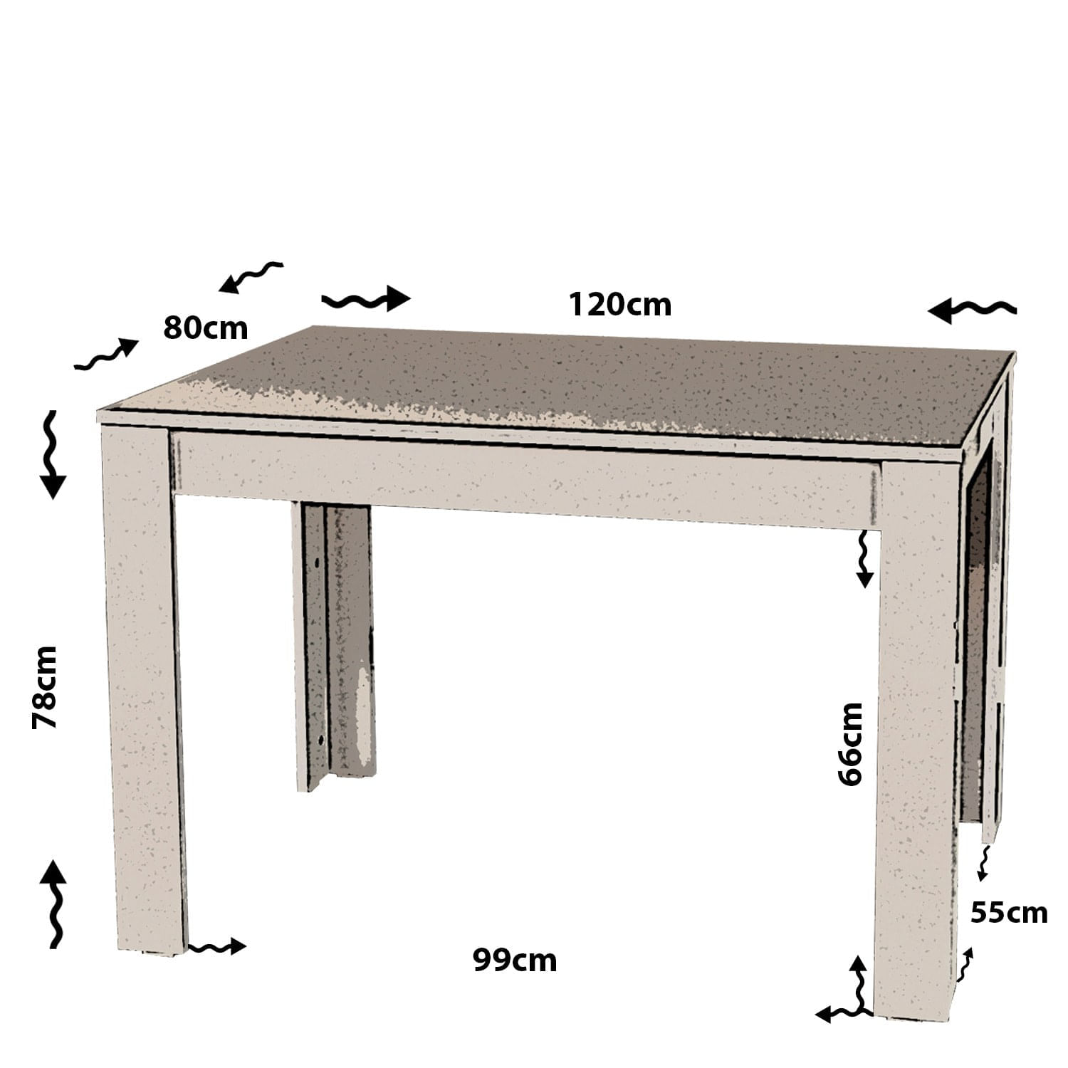 Masa de dining, Hanah Home, panou de particule melaminat, stejar, 120x80x78 cm — imaginea 6