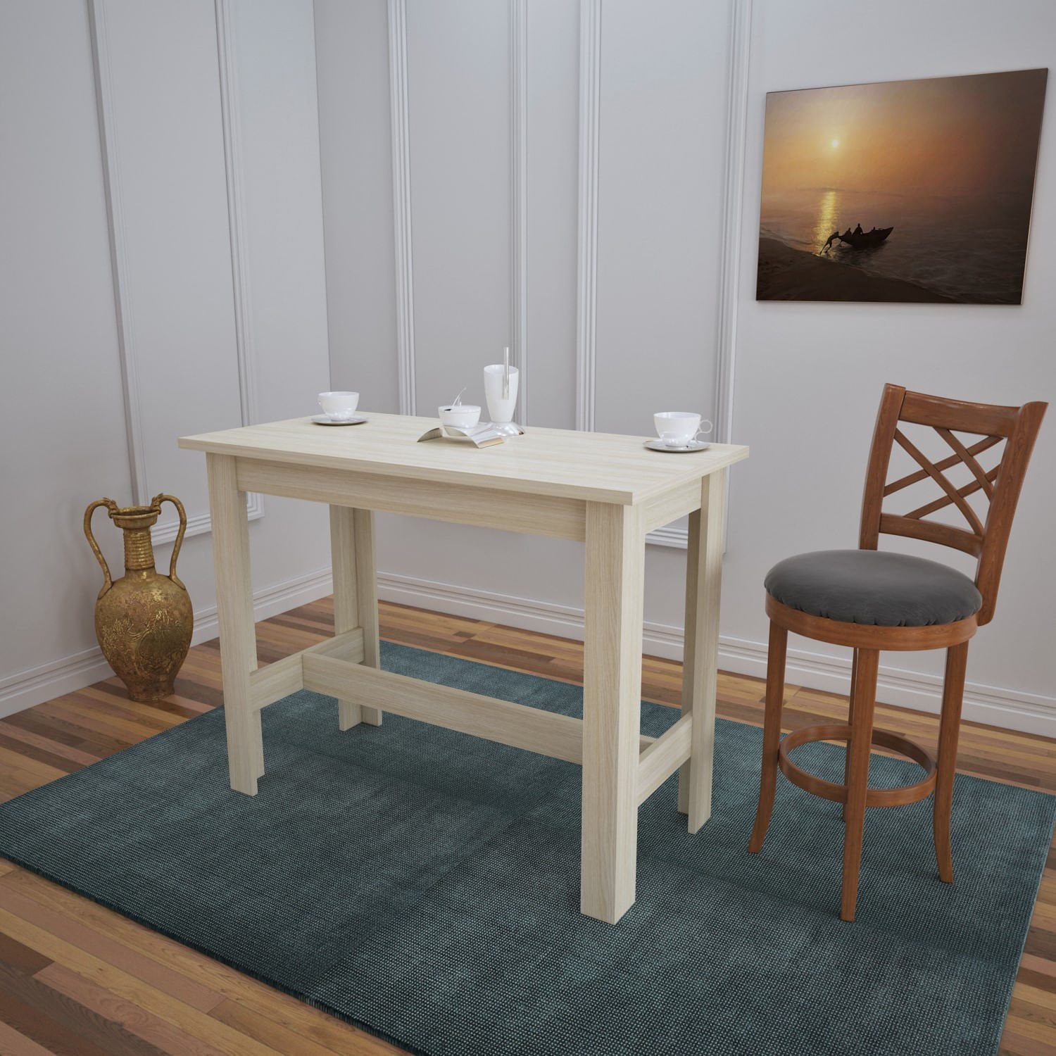 Masa de dining, Hanah Home, pal melaminat, stejar, 120x60x93 cm — imaginea 2