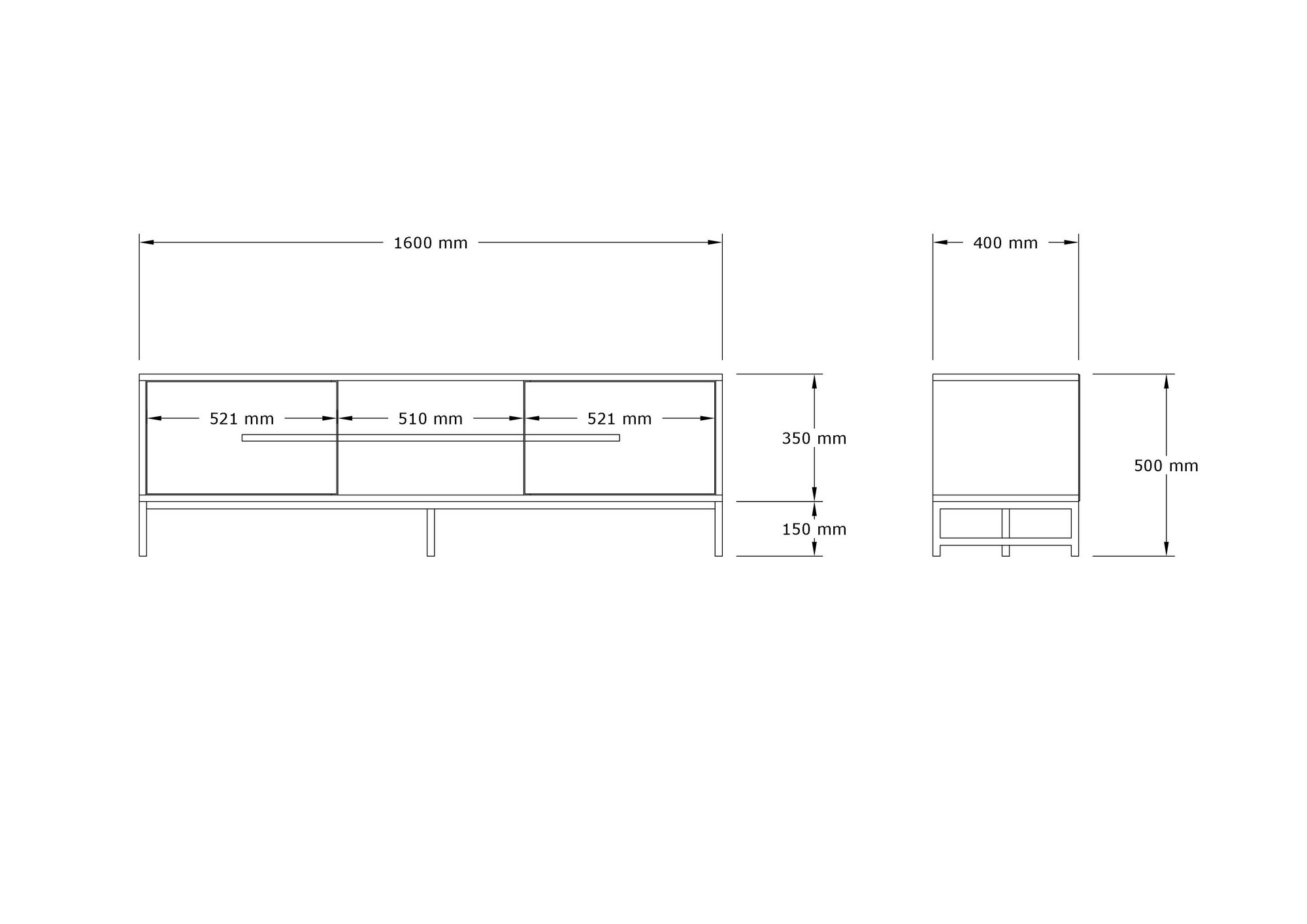 Suport tv, Hanah Home, pal melaminat, stejar safir, 160x40x50 cm — imaginea 6