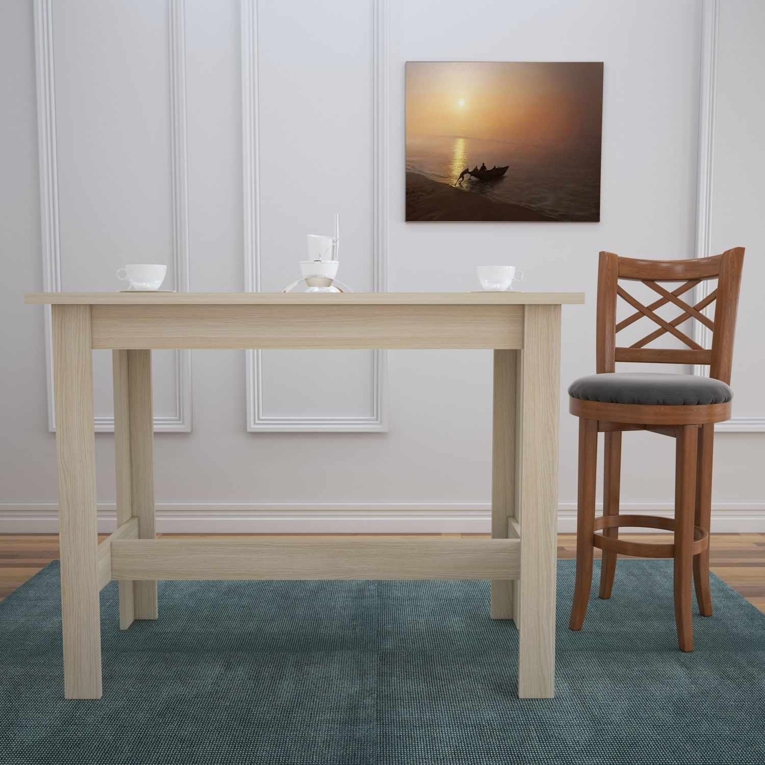 Masa de dining, Hanah Home, pal melaminat, stejar, 120x60x93 cm — imaginea 4