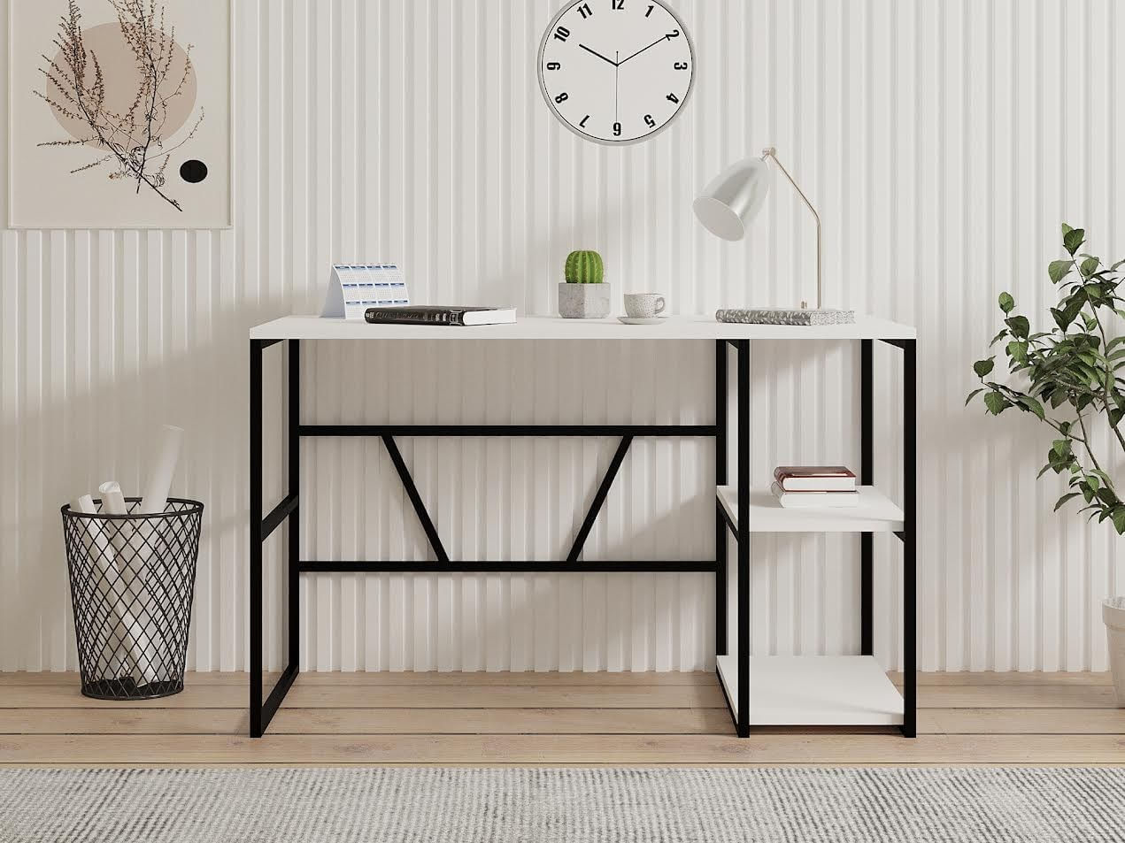 Birou de studiu, Hanah Home, pal melaminat, alb, 120x60x74 cm — imaginea 3