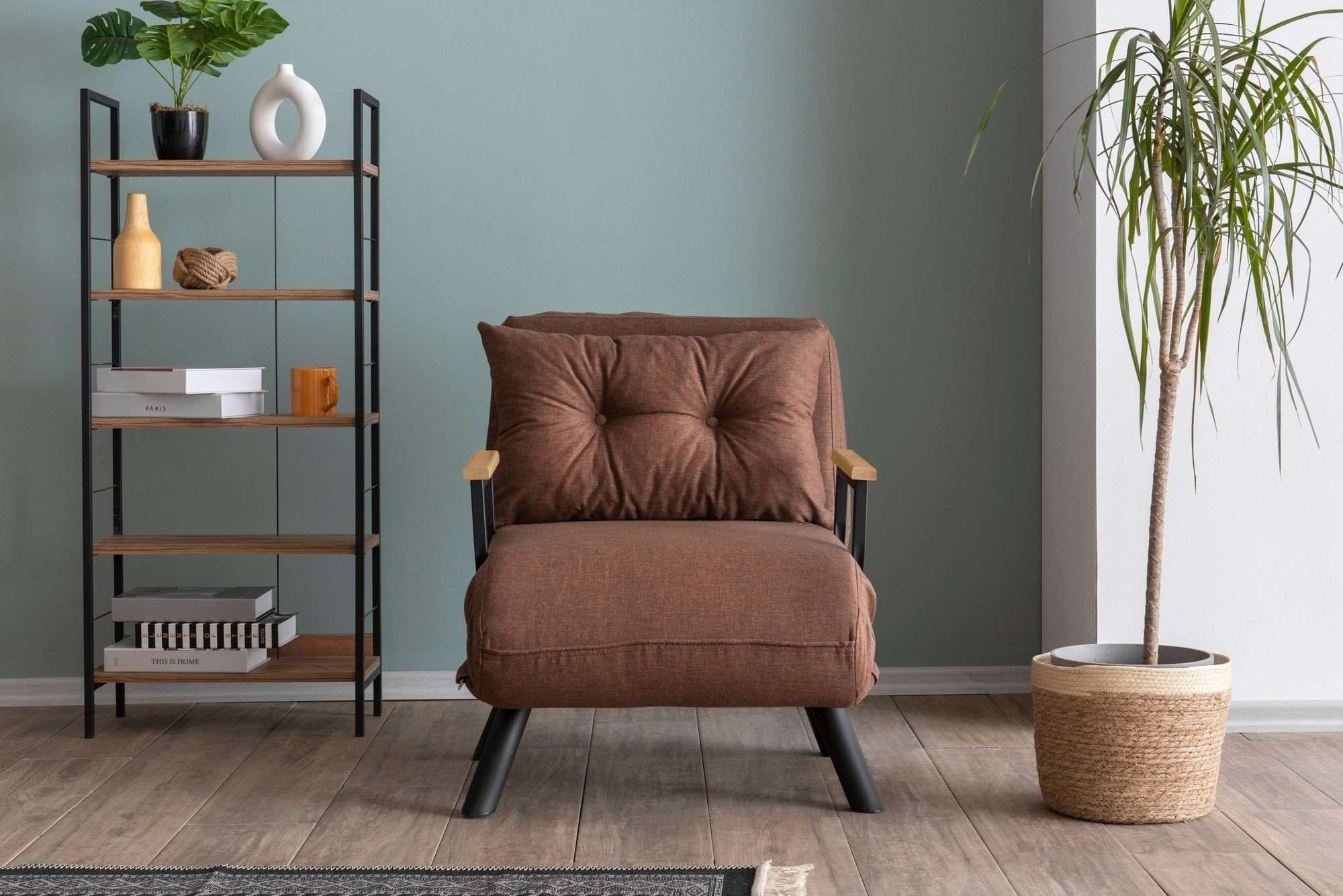 Canapea extensibila, Hanah Home, metal, in, maro deschis, 175x60 cm — imaginea 7