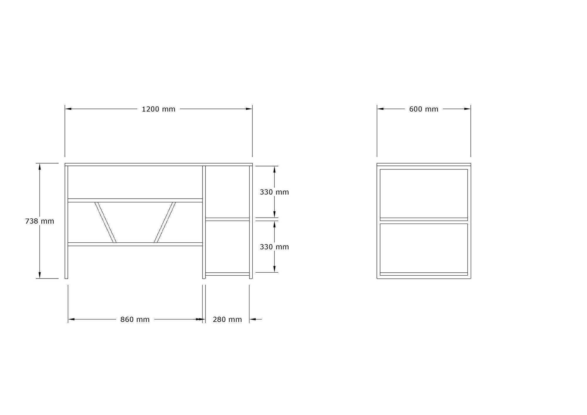 Birou de studiu, Hanah Home, pal melaminat, alb, 120x60x74 cm — imaginea 5