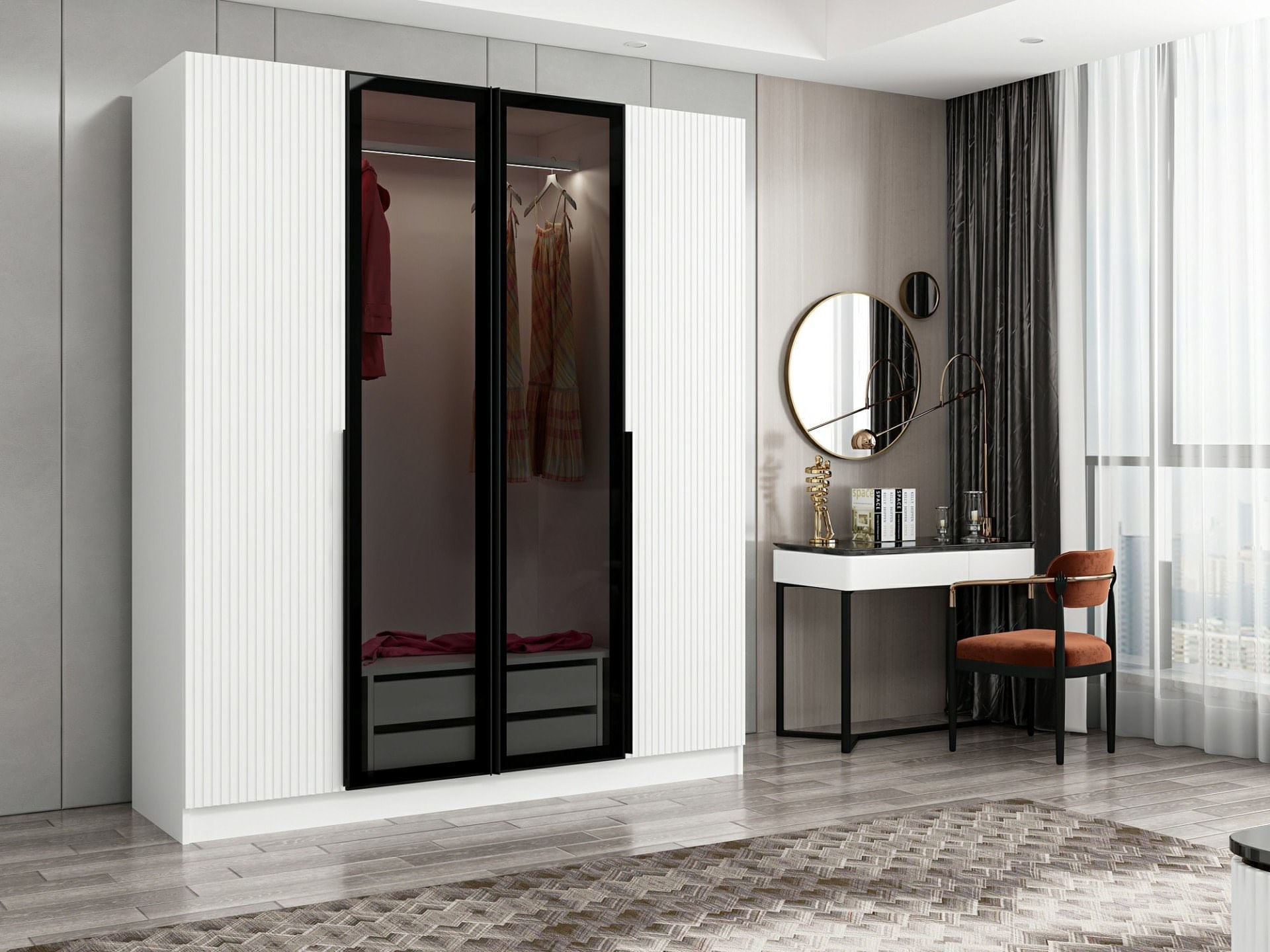 Dulap, Hanah Home, pal melaminat, fume, 180x52x210 cm, 506MNR2495 — imaginea 2