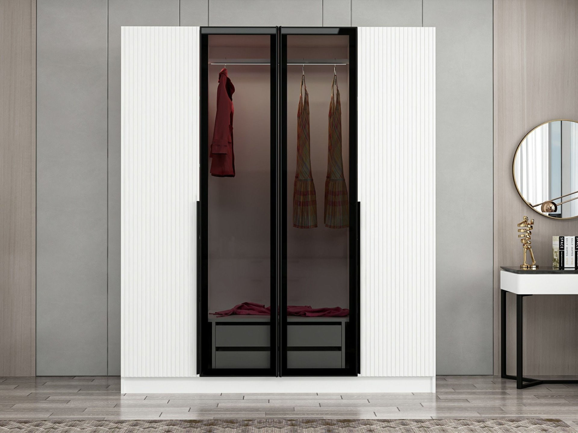 Dulap, Hanah Home, pal melaminat, fume, 180x52x210 cm, 506MNR2495 — imaginea 3