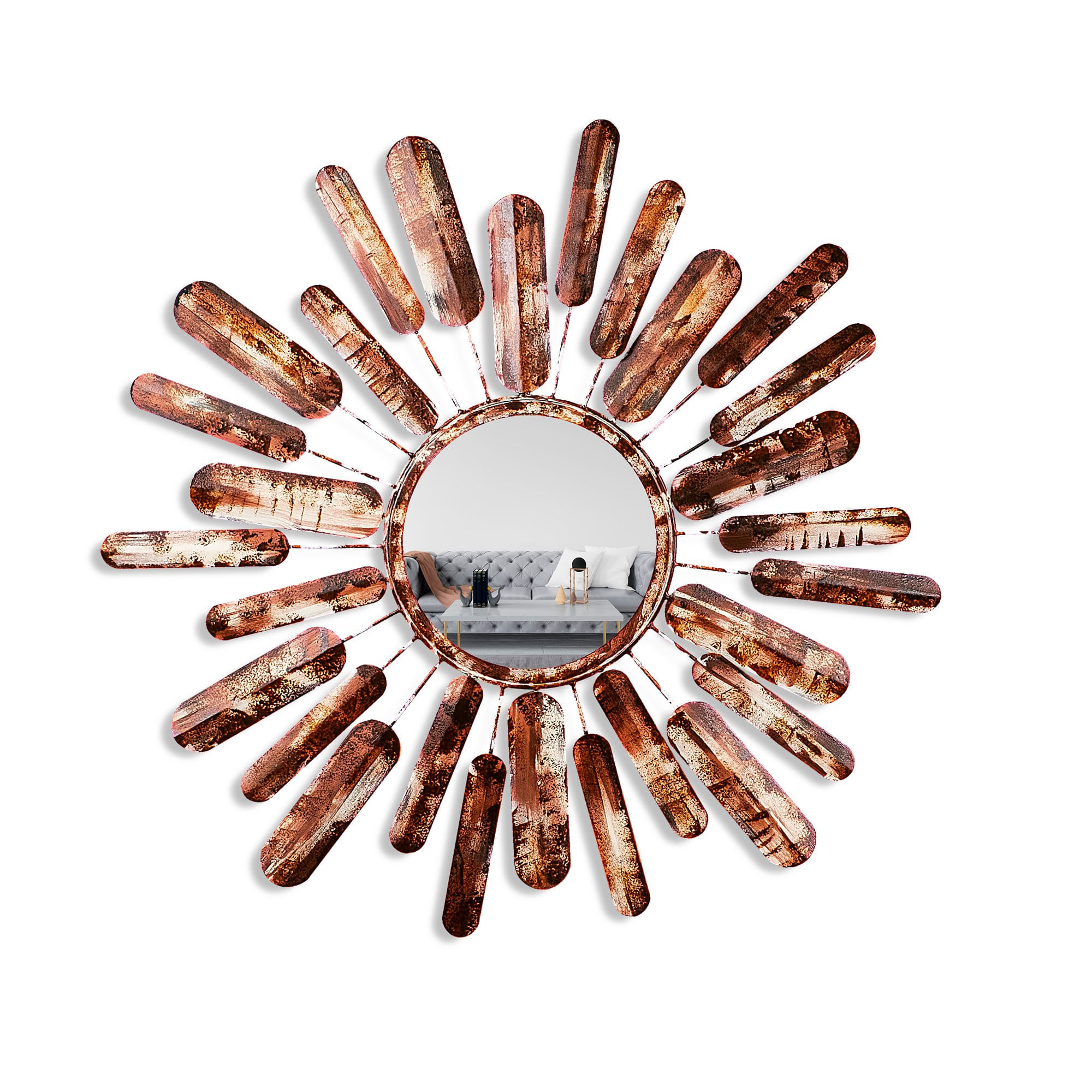 Oglinda decorativa, Wallxpert, metal, multicolor, 75x75x4 cm, 930DYU1514