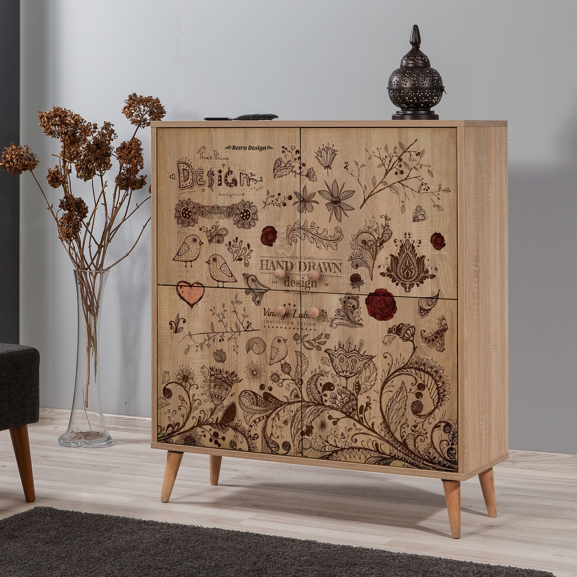 Dulap multifunctional, Hanah Home, pal melaminat, stejar sonoma, 95x36x111 cm, 863SPH3952 — imaginea 13