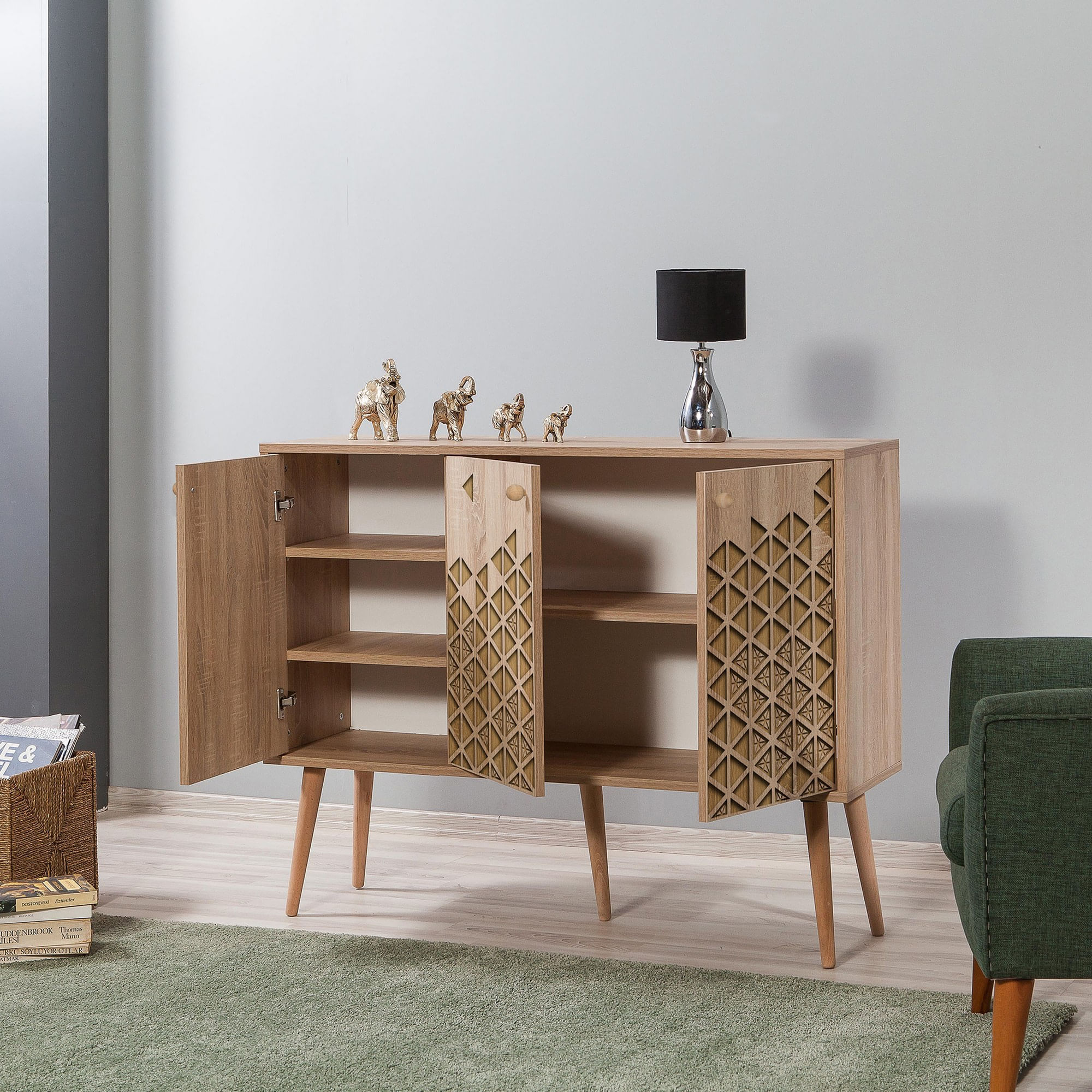 Consola, Hanah Home, pal melaminat, stejar sonoma, 120x36x90 cm, 863SPH3936 — imaginea 3