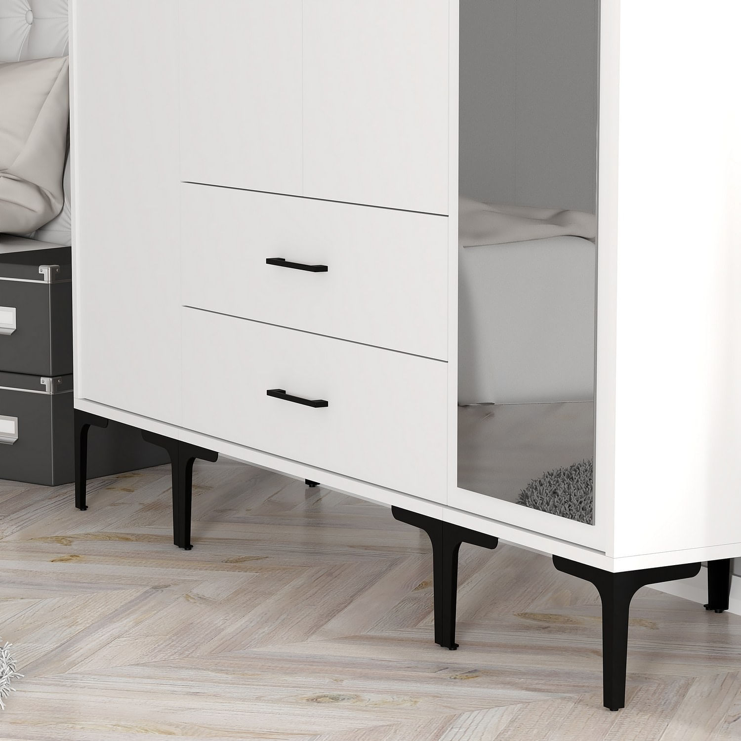 Sifonier, Hanah Home, pal melaminat, alb, 160x47.5x201.4 cm — imaginea 4