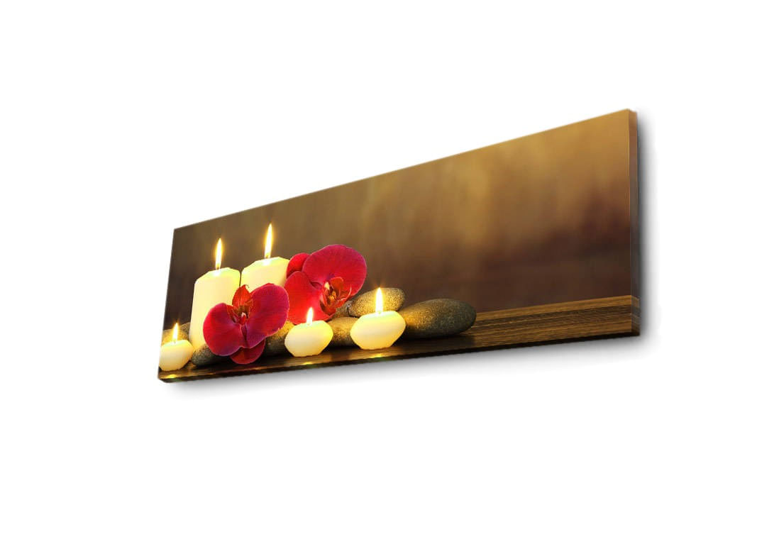 Tablou canvas cu led, Wallxpert, multicolor, 30x90 cm, panza de piele intoarsa, rama lemn