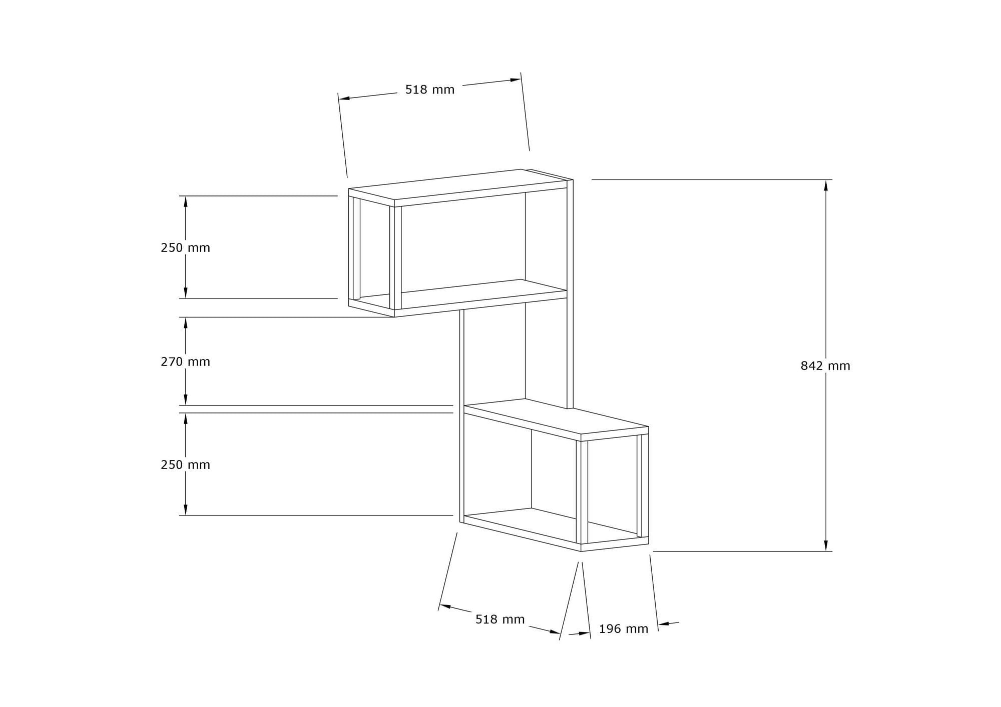 Raft de perete, Hanah Home, pal melaminat, alb, 84x20x52 cm — imaginea 4