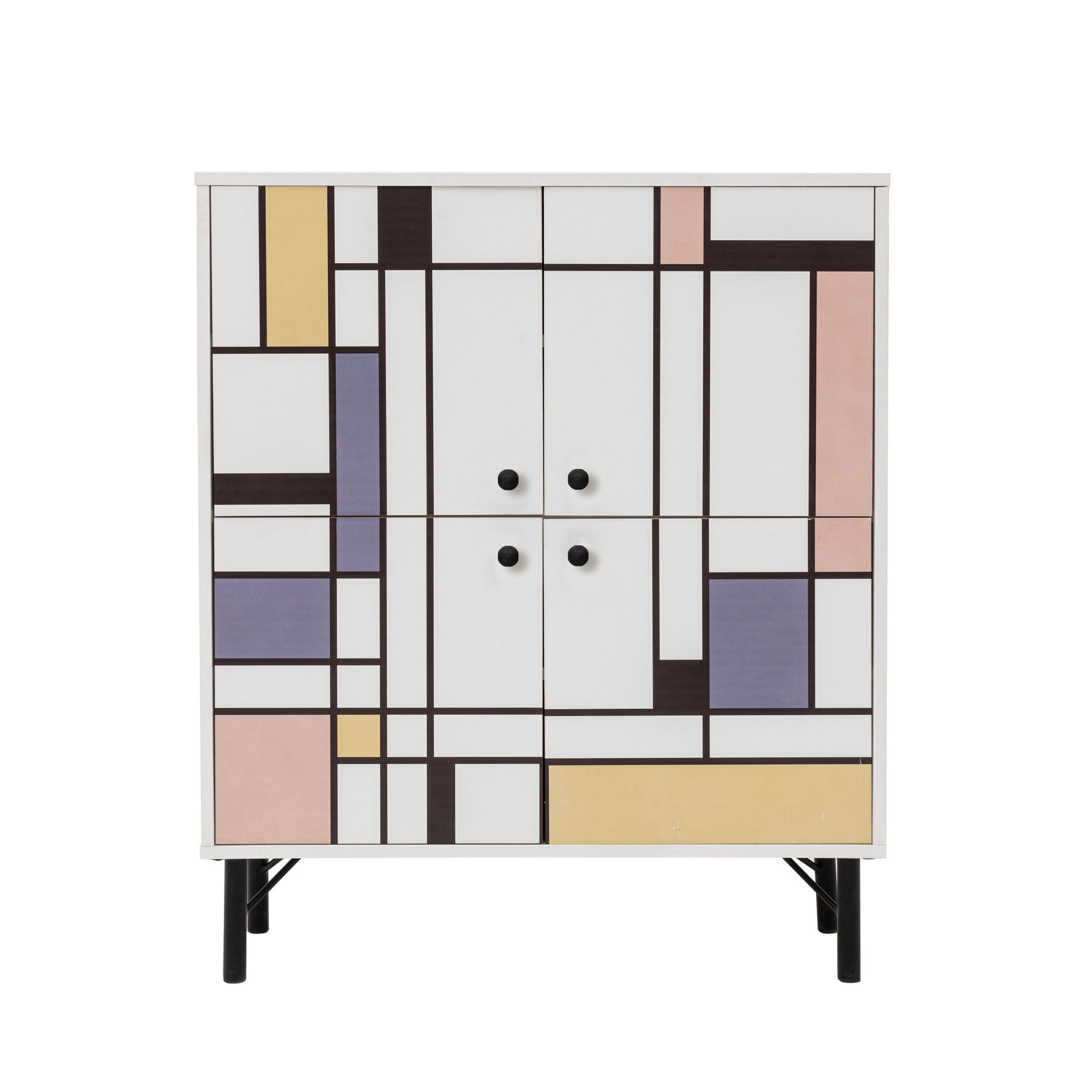 Dulap multifunctional, Hanah Home, pal melaminat, alb maro mov galben, 95x36x111 cm — imaginea 2