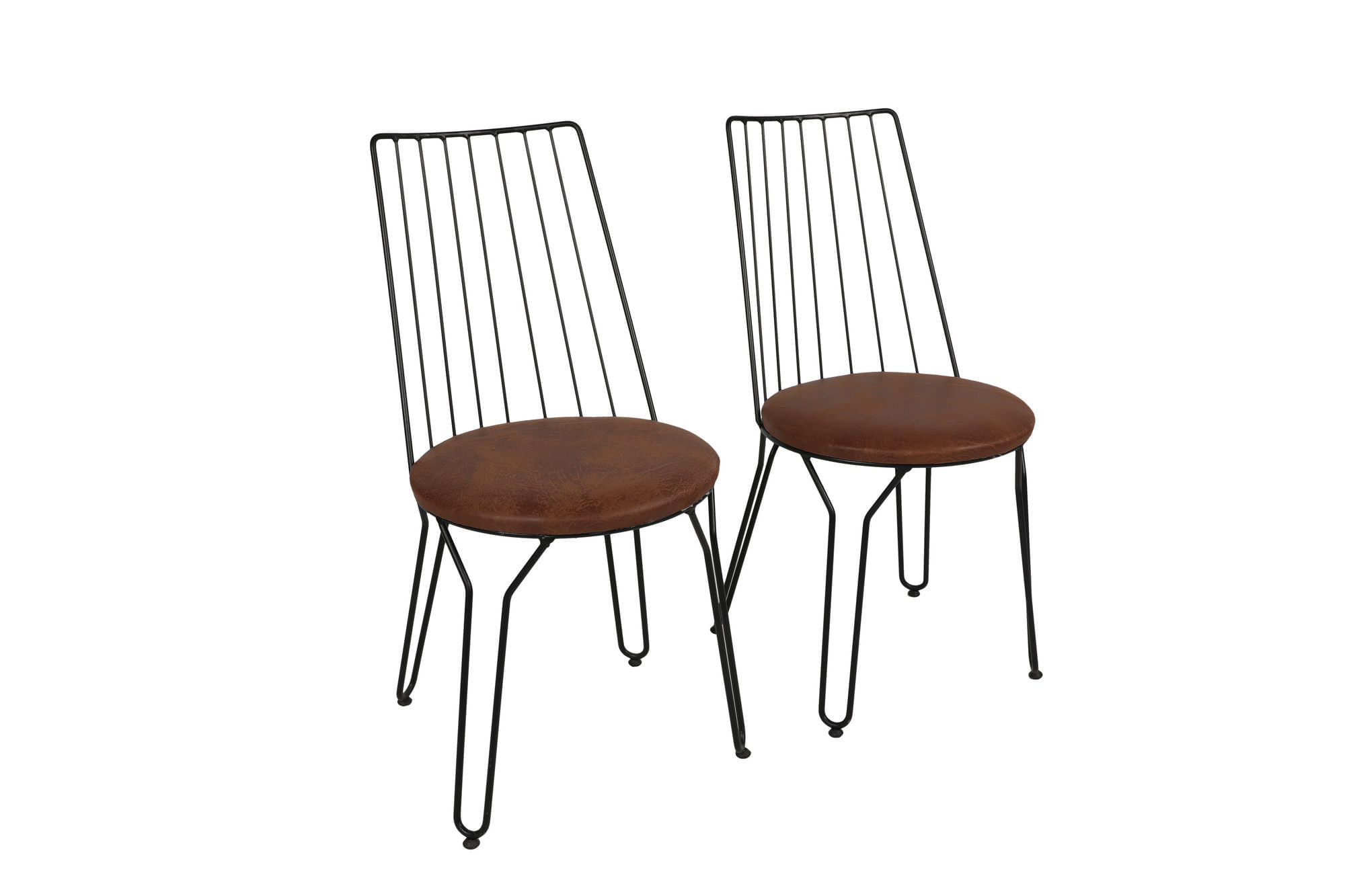 Set scaune, Hanah Home, metal, piele artificiala, negru, 44x44x84 cm — imaginea 2