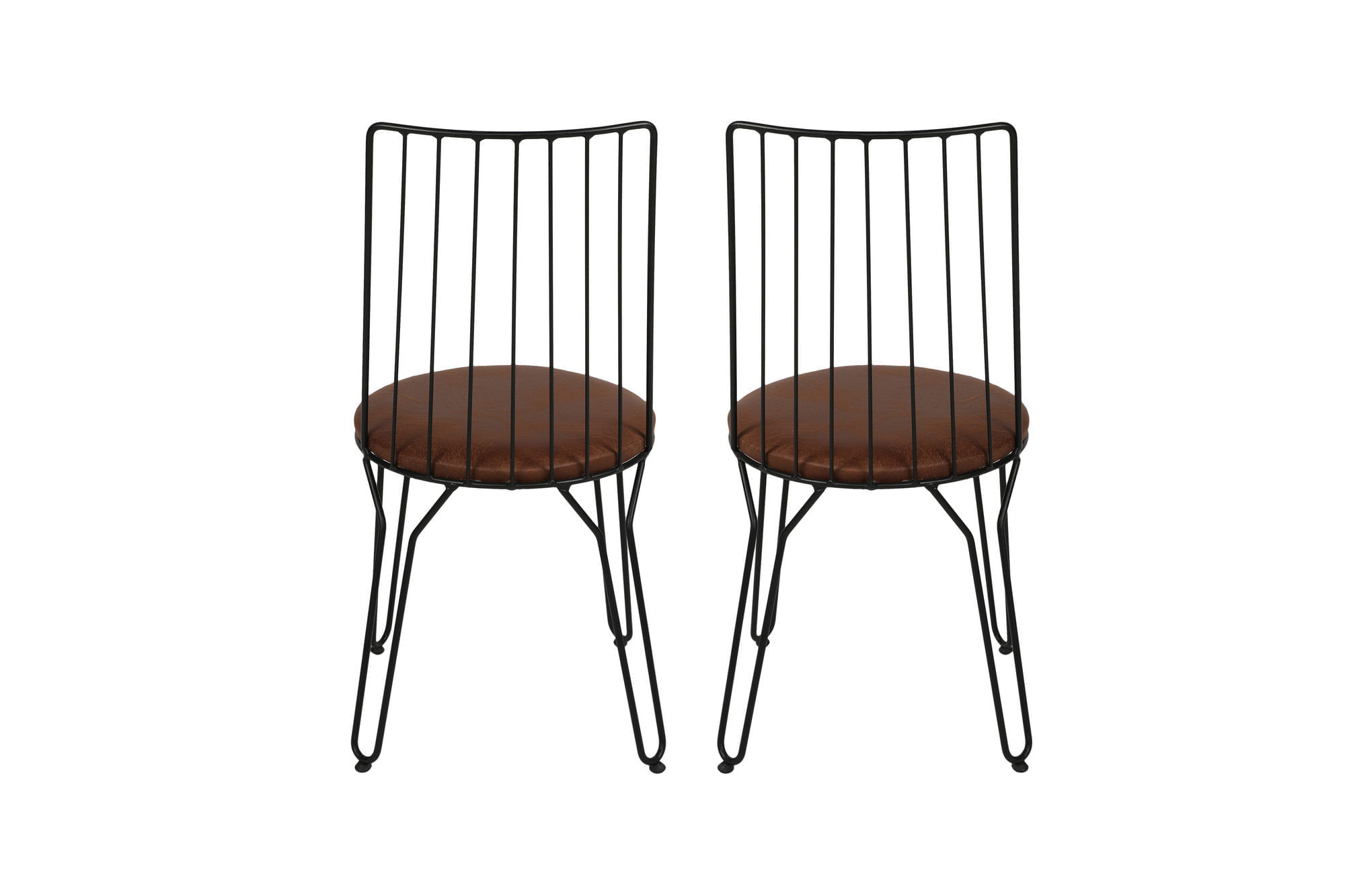 Set scaune, Hanah Home, metal, piele artificiala, negru, 44x44x84 cm — imaginea 3