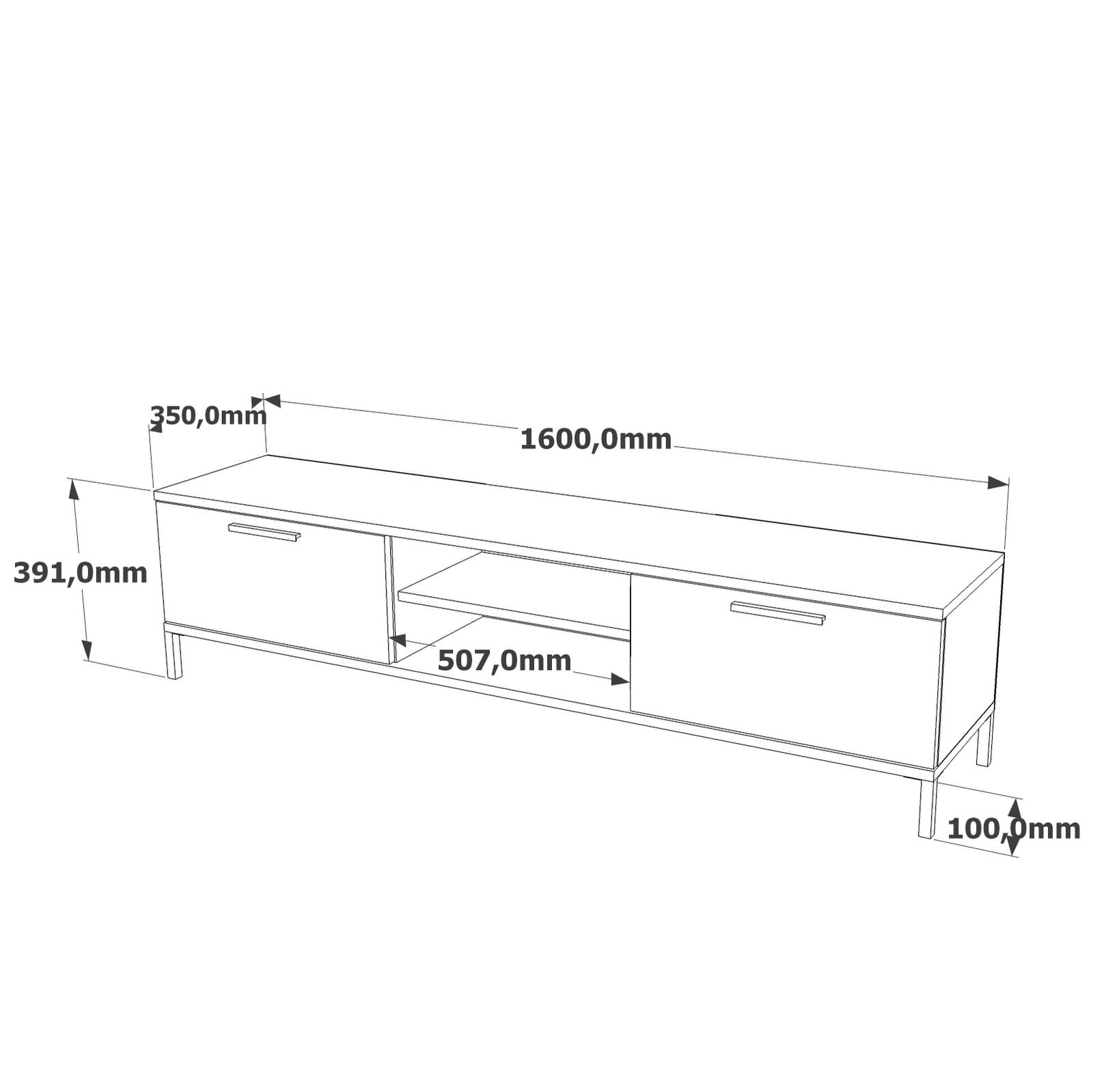 Comoda tv, Hanah Home, pal melaminat, pin atlantic si antracit, 160x39.1x35 cm — imaginea 5
