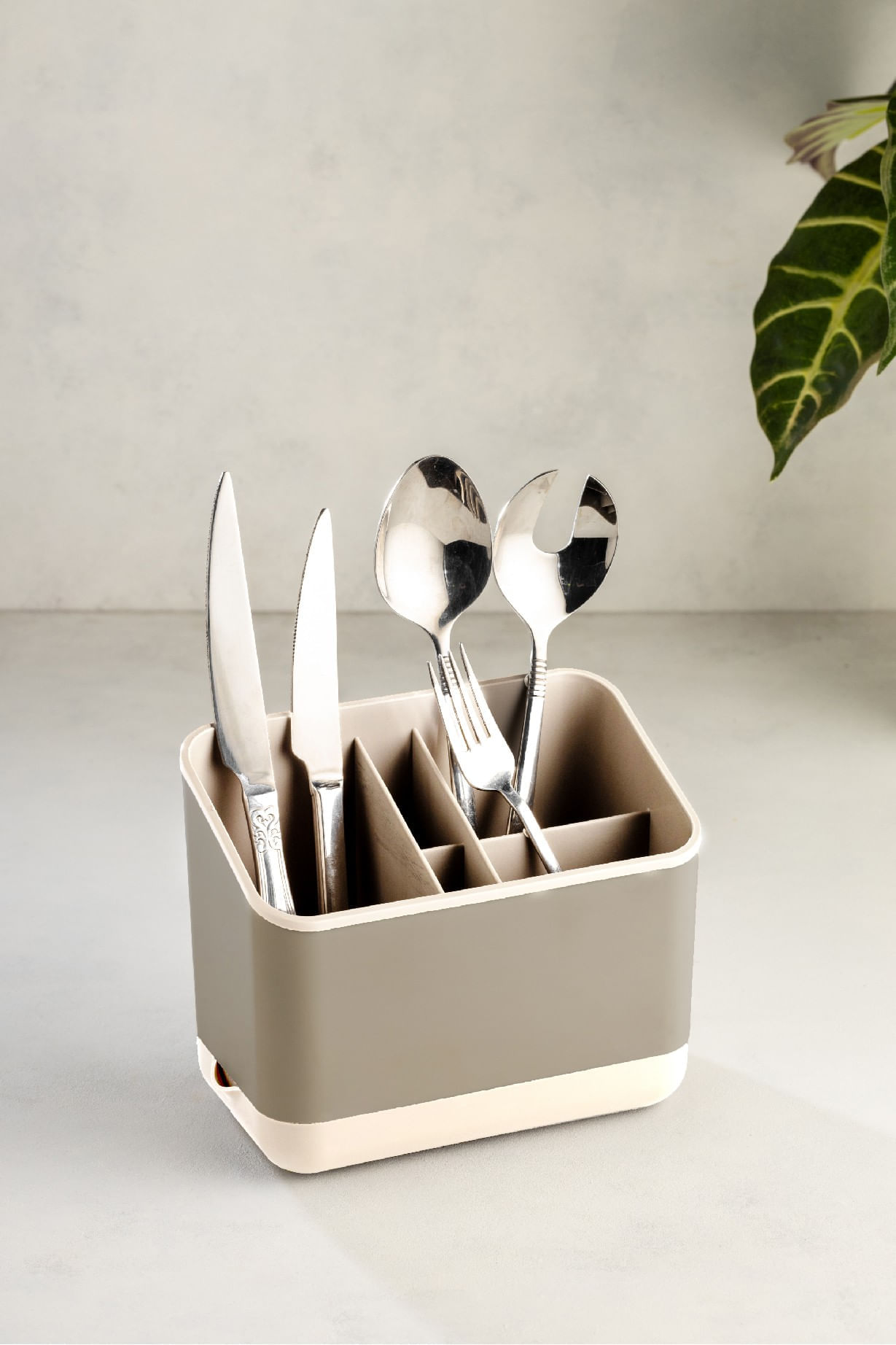 Organizator, Hermia, plastic, bej, 16.5x10x14 cm, set 2 bucati
