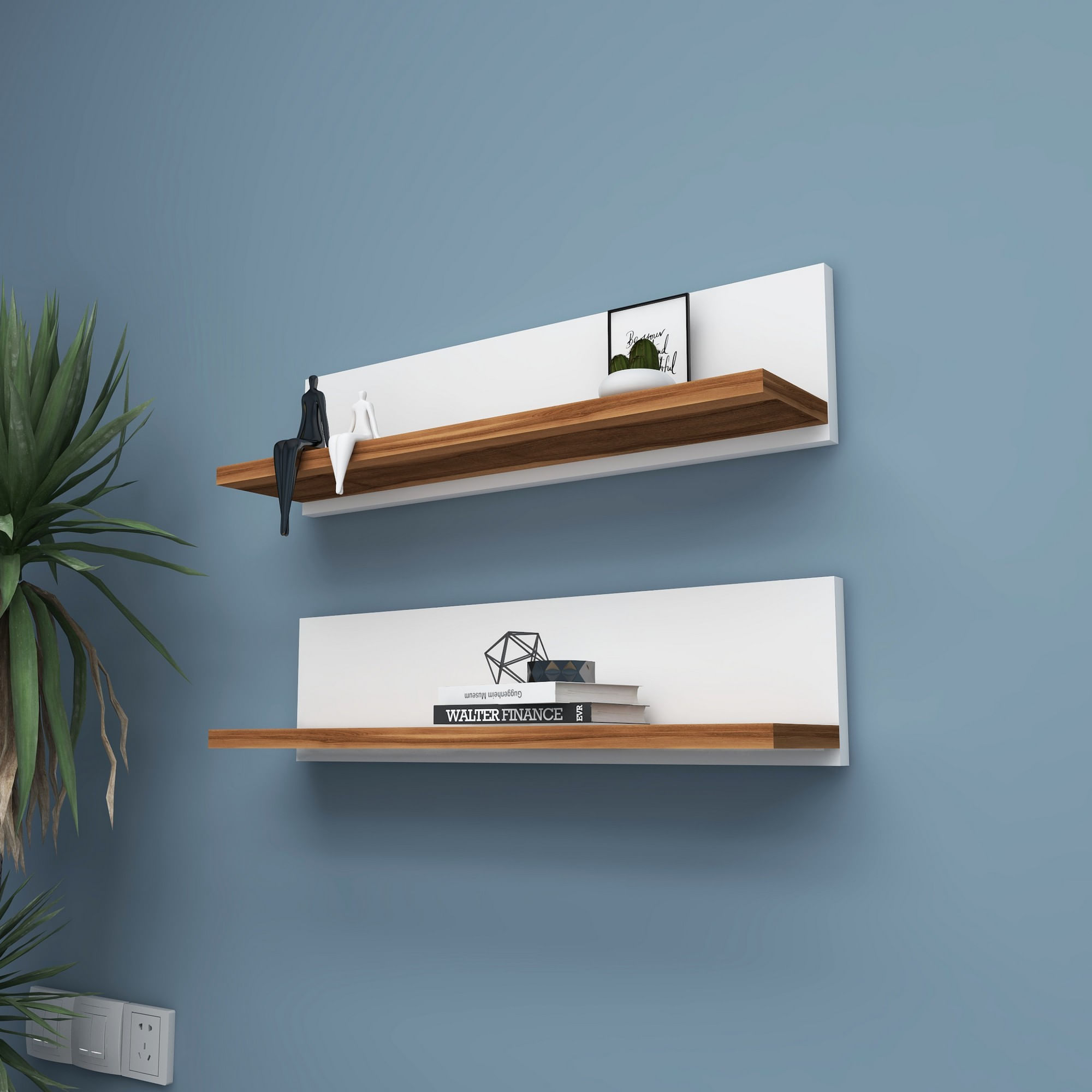 Raft de perete, Hanah Home, pal melaminat, alb, 60x15x13 cm — imaginea 2