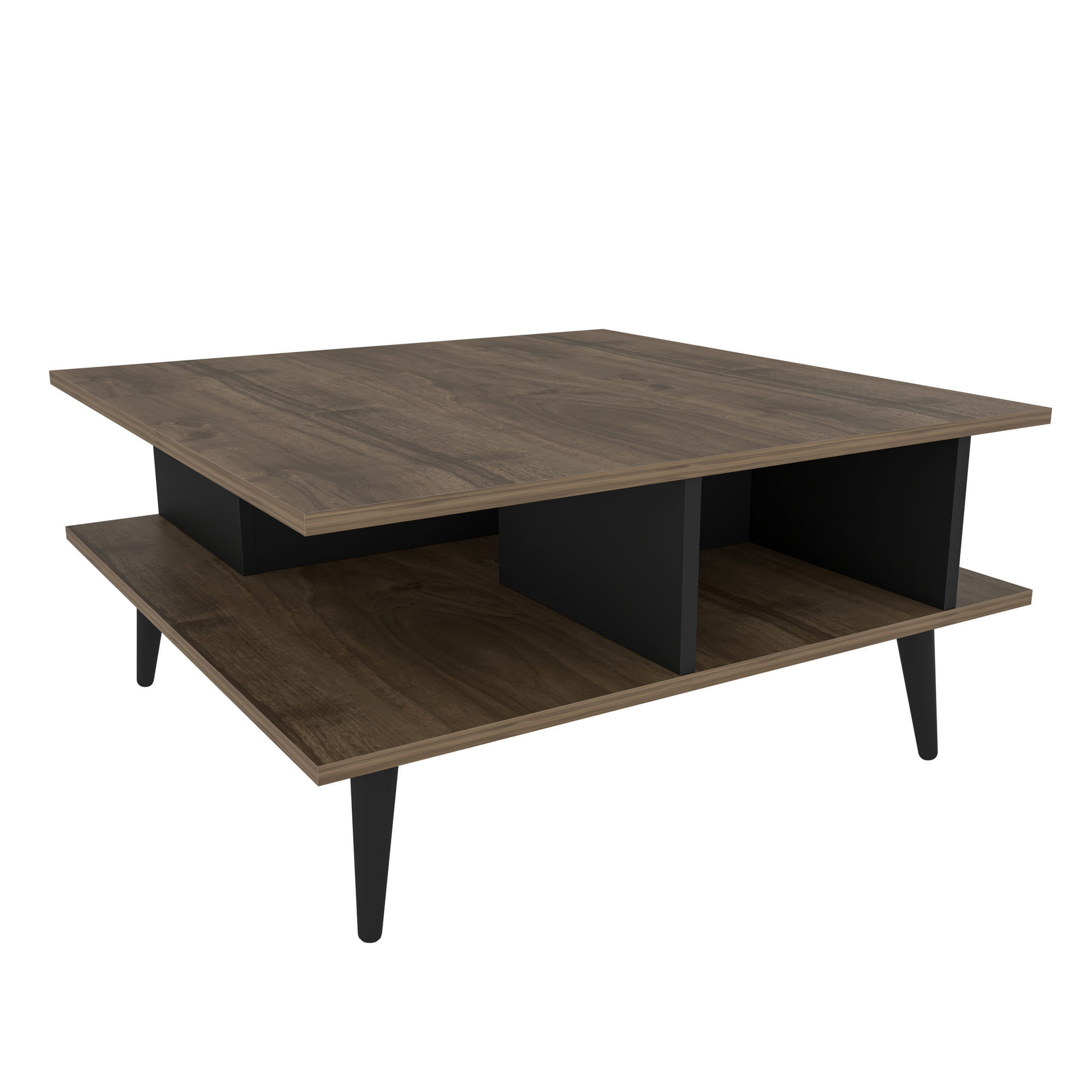 Masuta de cafea, Hanah Home, pal melaminat, nuc si negru, 89x89x44 cm — imaginea 2