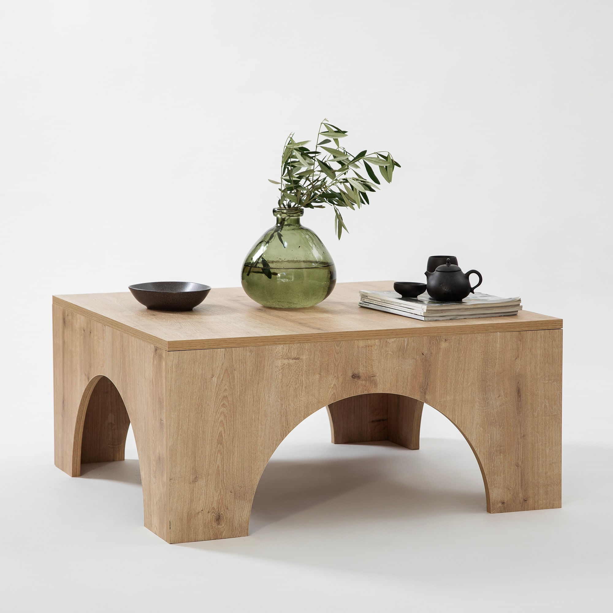 Masuta de cafea, Hanah Home, pal melaminat, stejar, 80x80x37 cm — imaginea 2