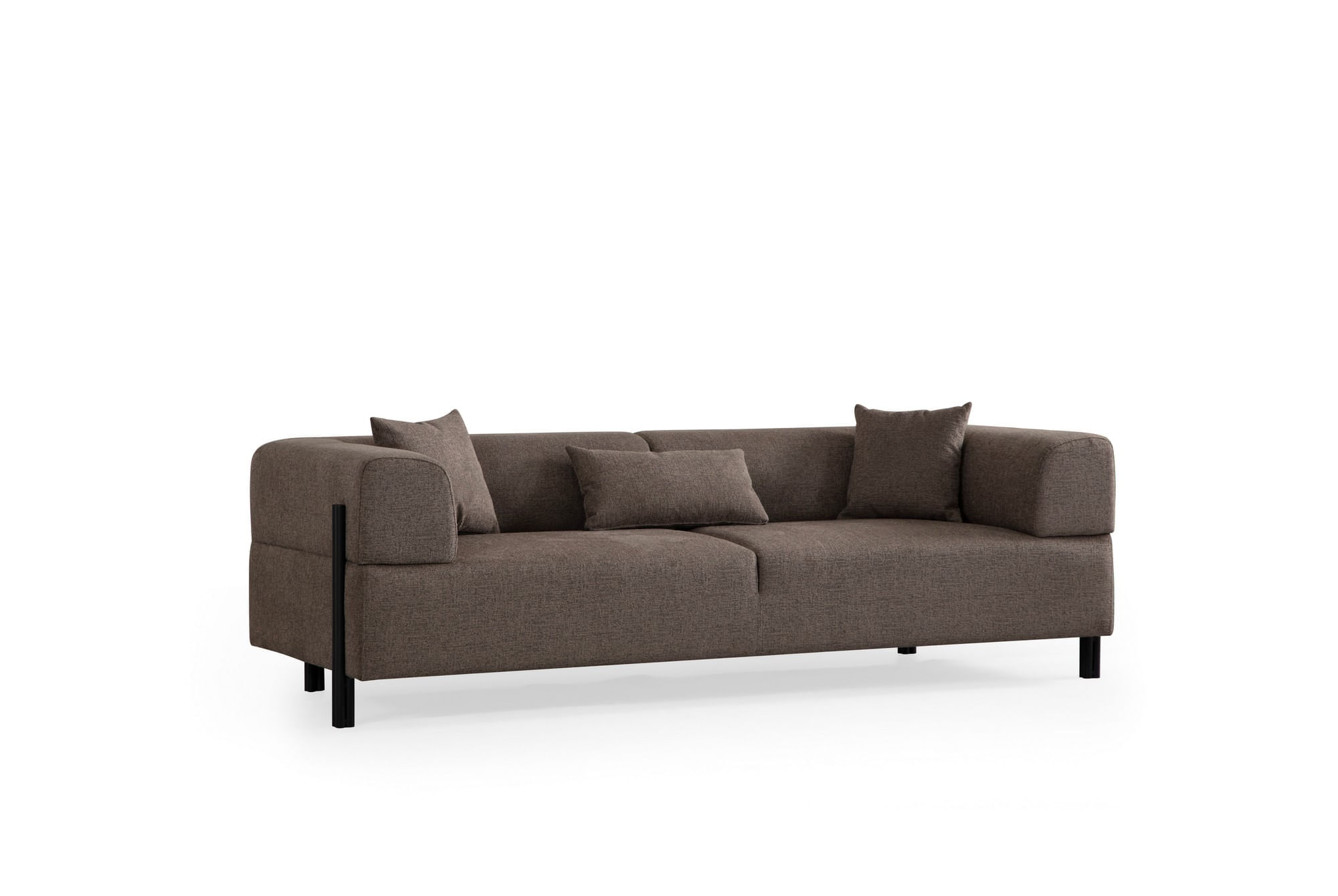 Canapea 3 locuri, Hanah Home, lemn fag si pal, maro, 225x93x75 cm