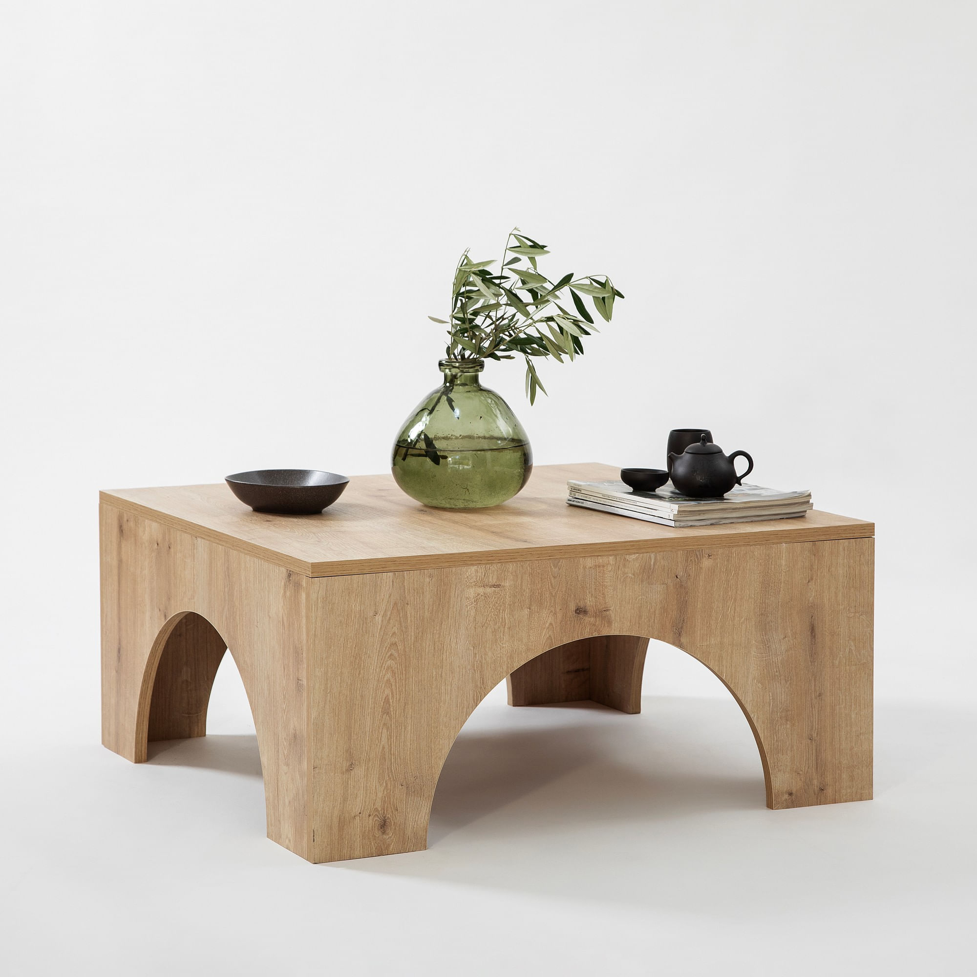 Masuta de cafea, Hanah Home, pal melaminat, stejar, 80x80x37 cm — imaginea 3