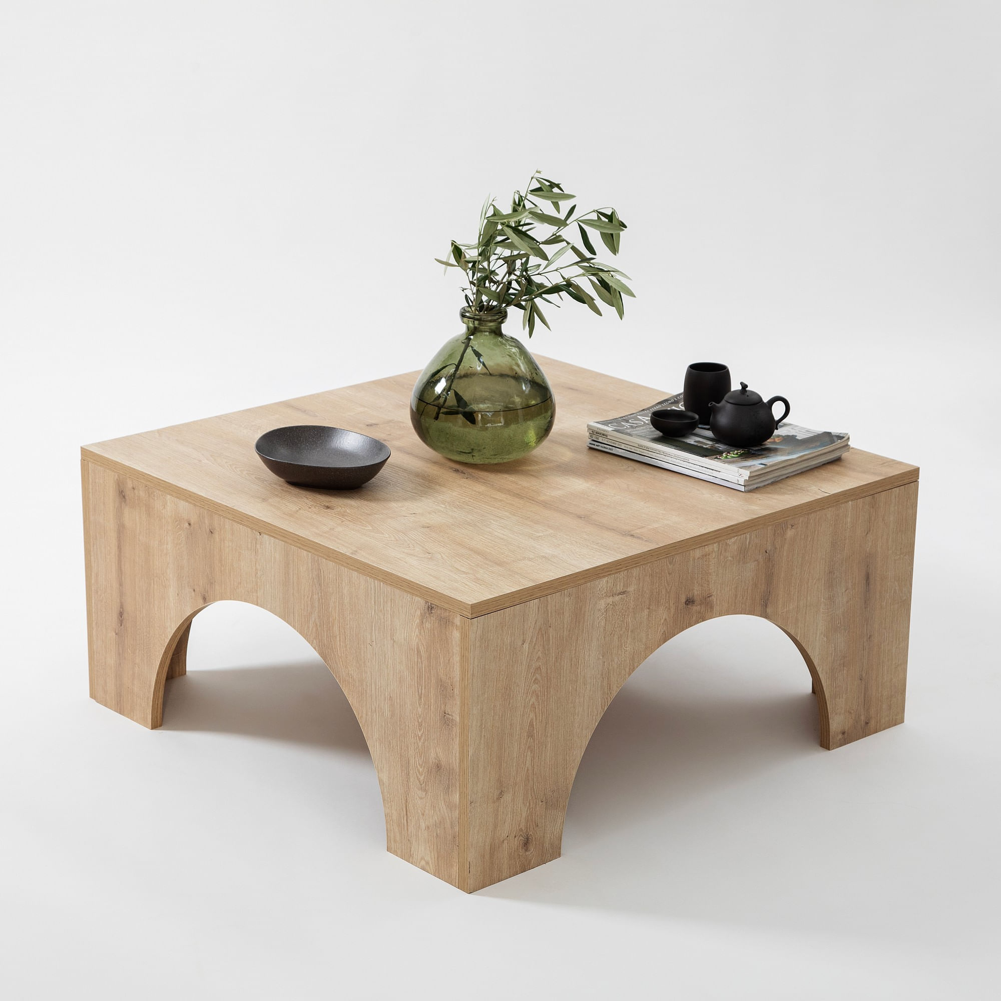 Masuta de cafea, Hanah Home, pal melaminat, stejar, 80x80x37 cm — imaginea 4