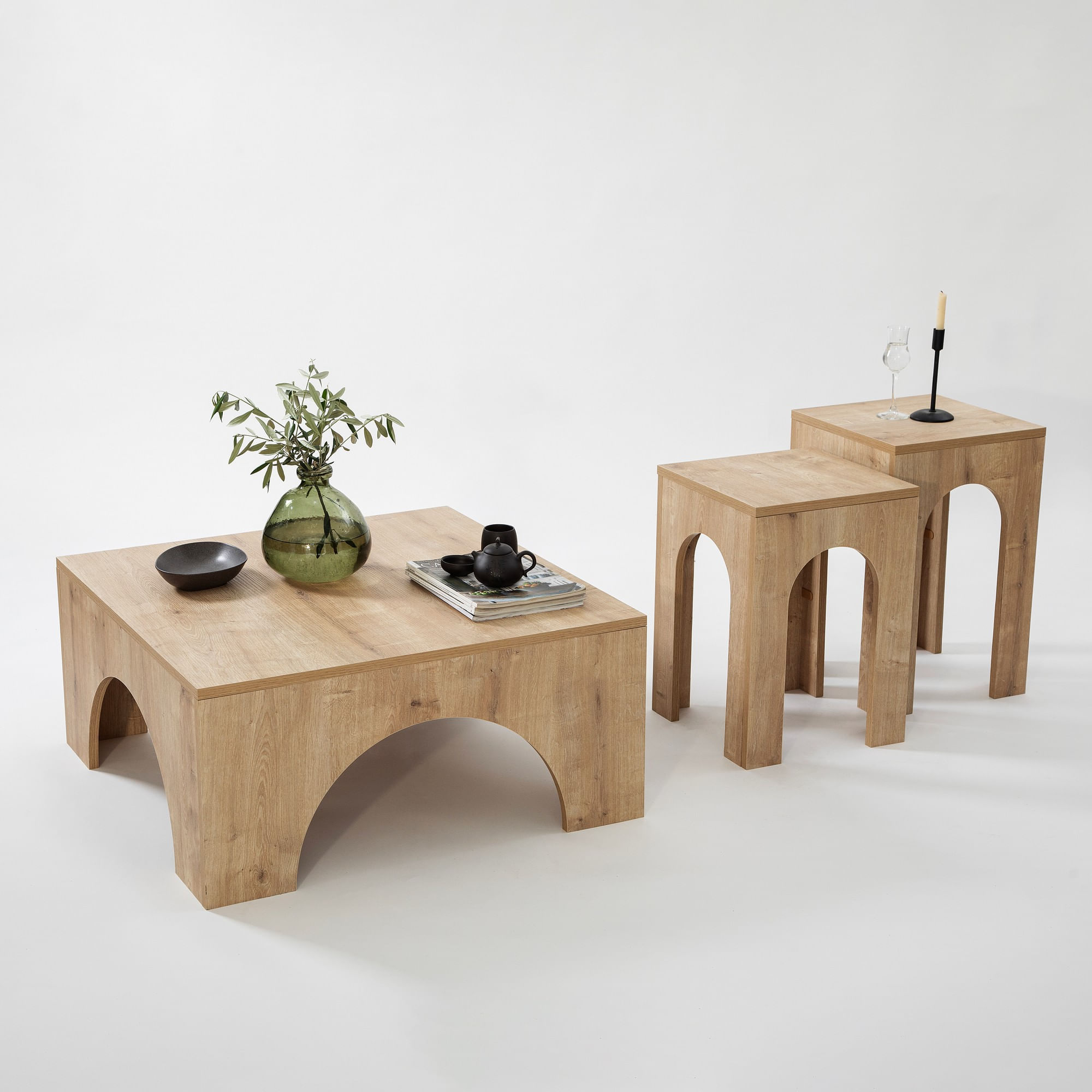 Masuta de cafea, Hanah Home, pal melaminat, stejar, 80x80x37 cm — imaginea 6
