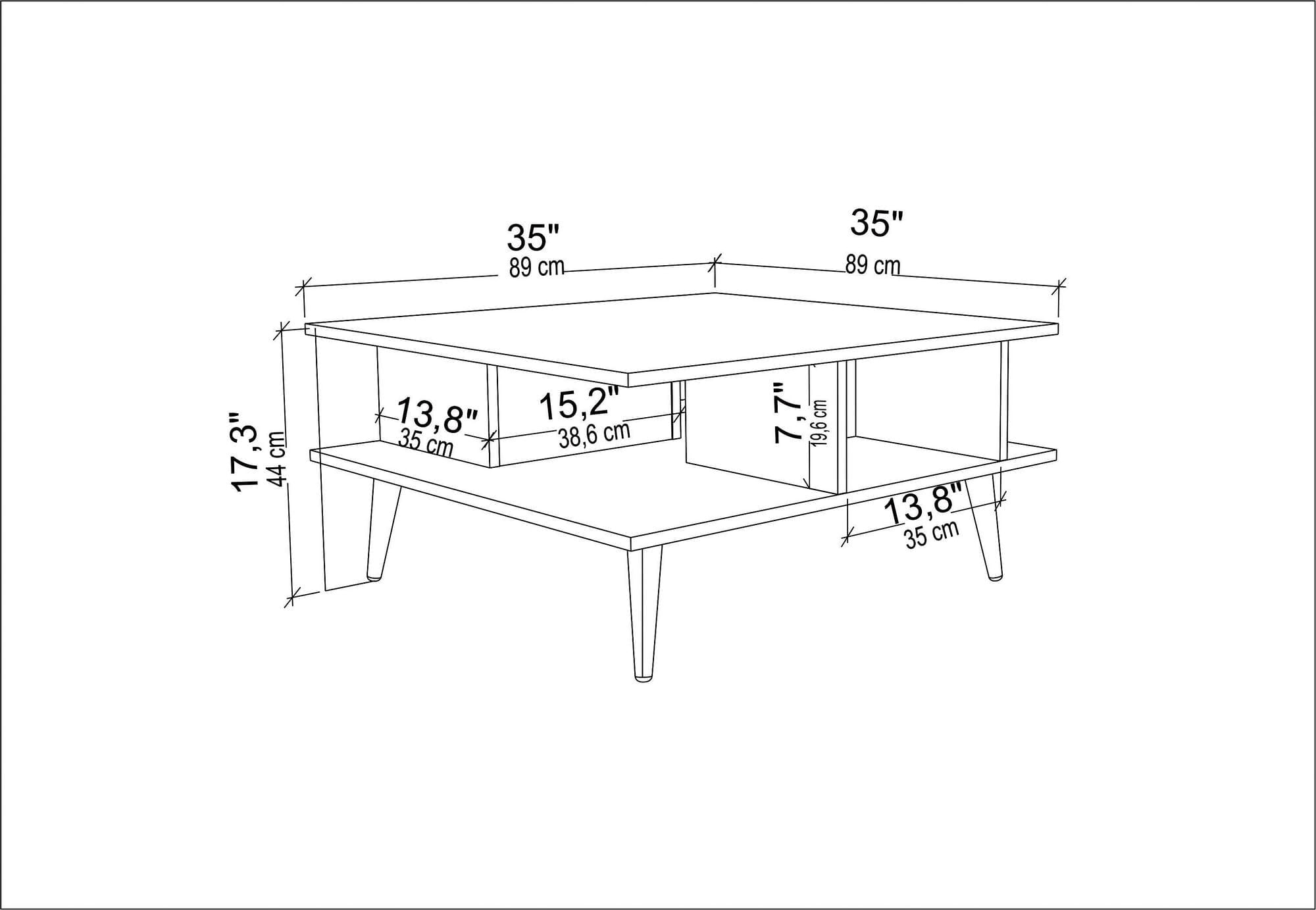 Masuta de cafea, Hanah Home, pal melaminat, nuc si negru, 89x89x44 cm — imaginea 7