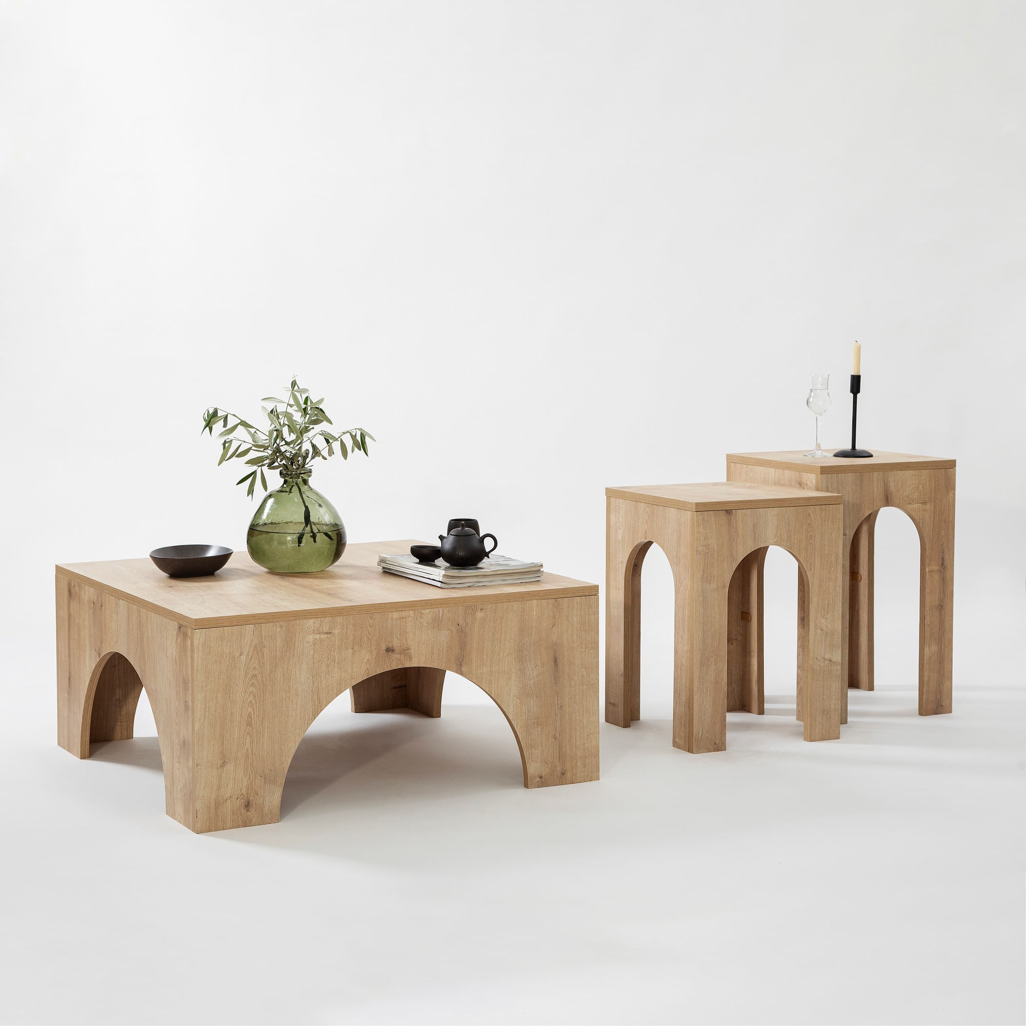 Masuta de cafea, Hanah Home, pal melaminat, stejar, 80x80x37 cm — imaginea 7