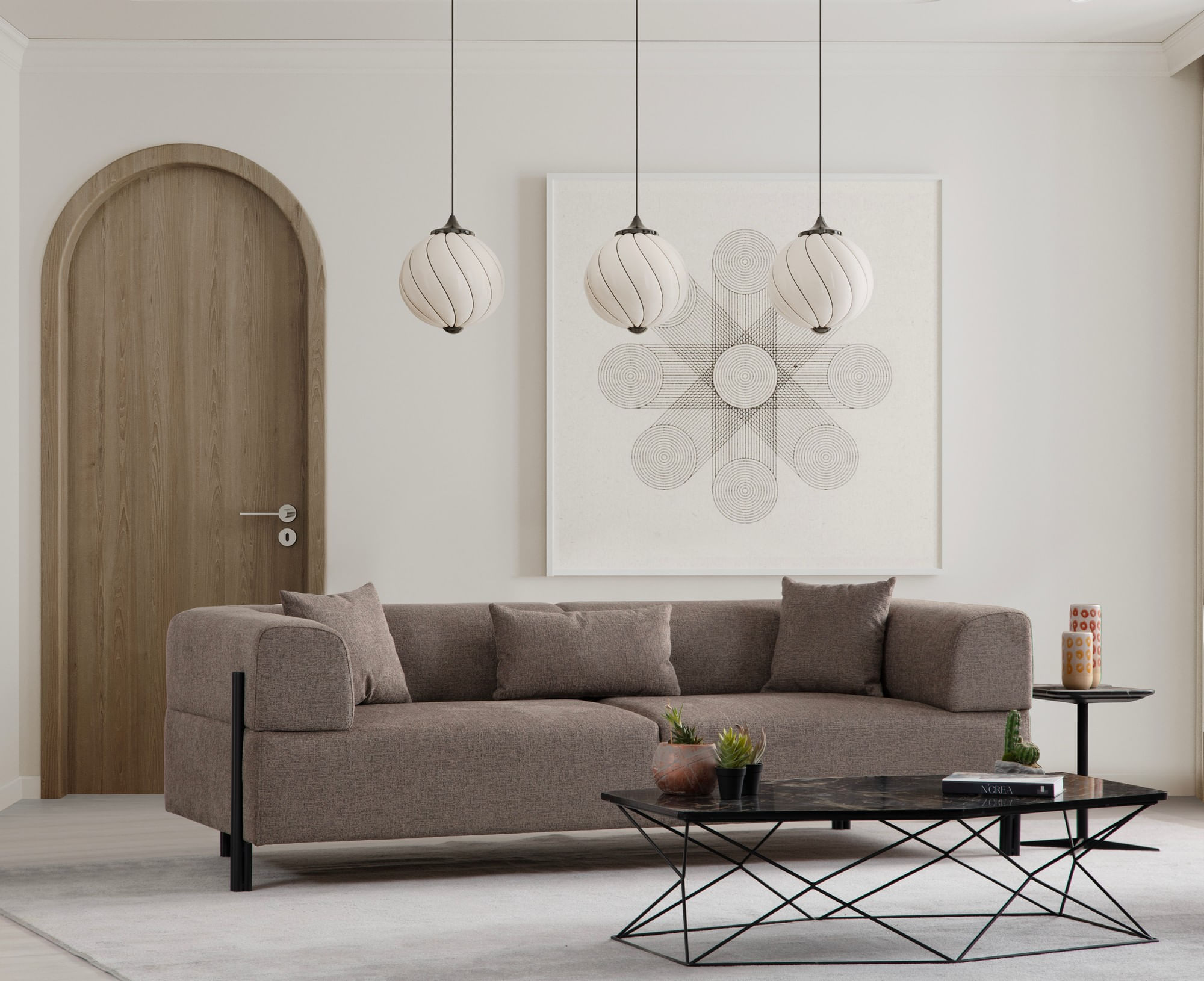 Canapea 3 locuri, Hanah Home, lemn fag si pal, maro, 225x93x75 cm — imaginea 6