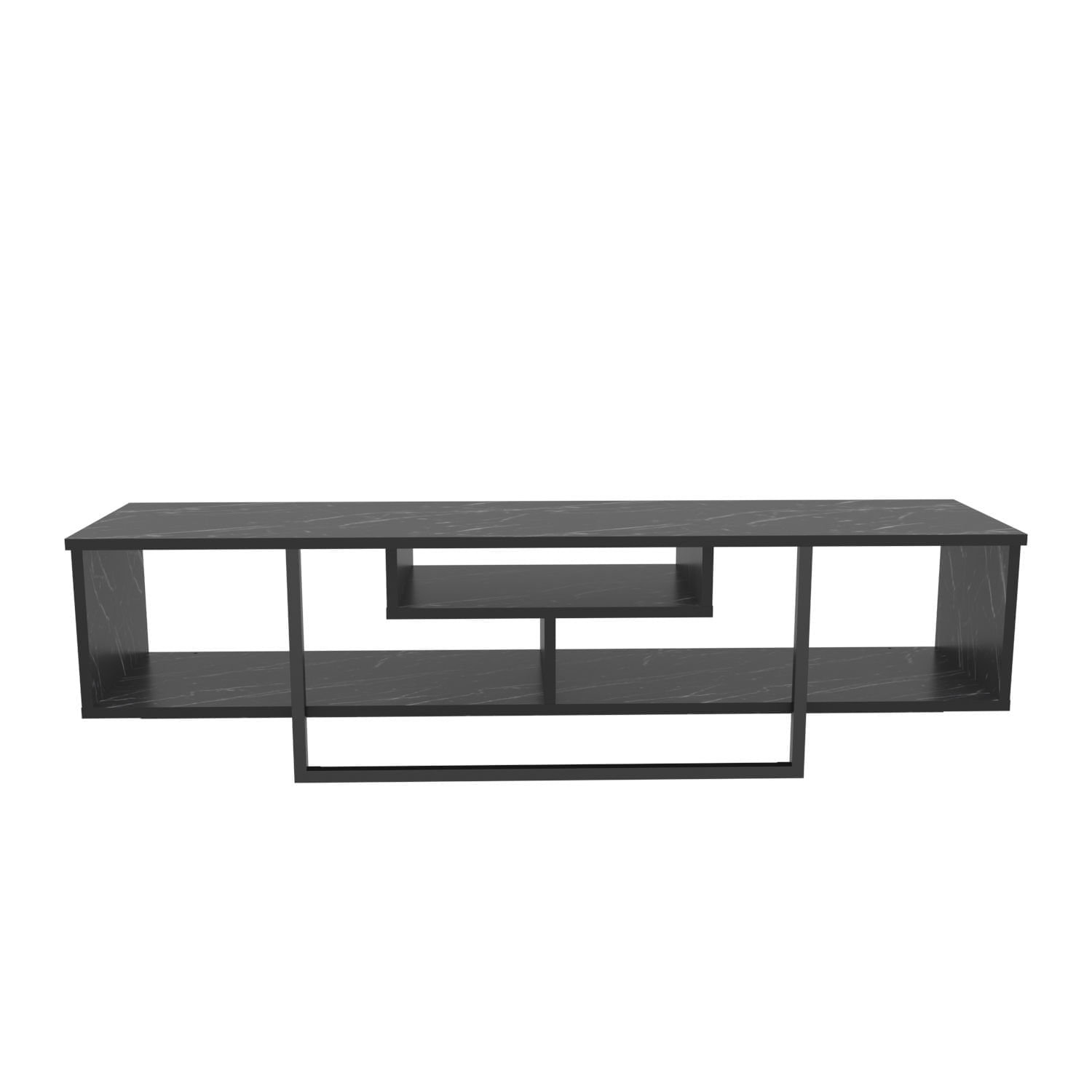 Comoda tv, Hanah Home, pal melaminat, negru, 150x35.2x40 cm — imaginea 2