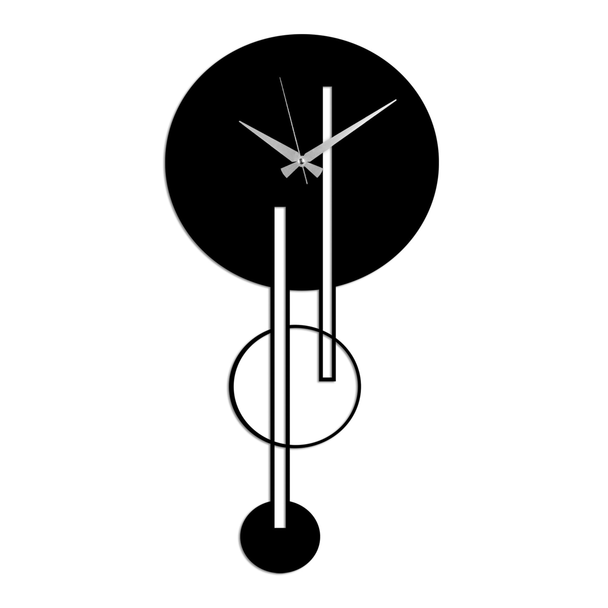 Ceas de perete decorativ, Wallxpert, metal, negru, 96x49 cm