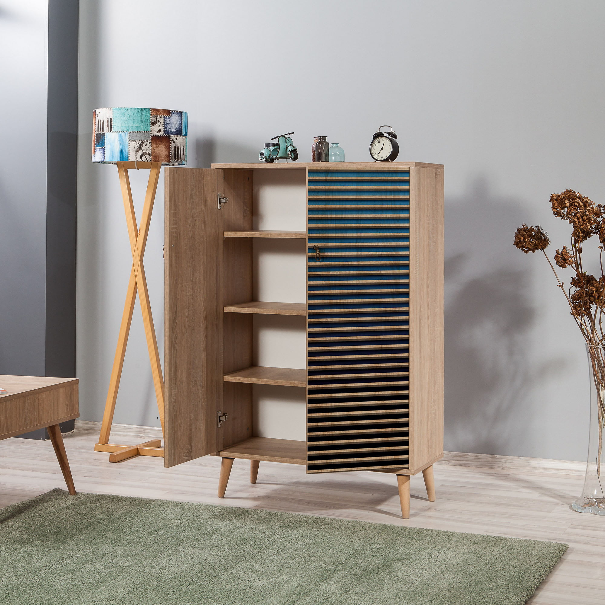 Dulap multifunctional, Hanah Home, pal melaminat, stejar sonoma, 80x36x127 cm, 869VEL3979 — imaginea 5