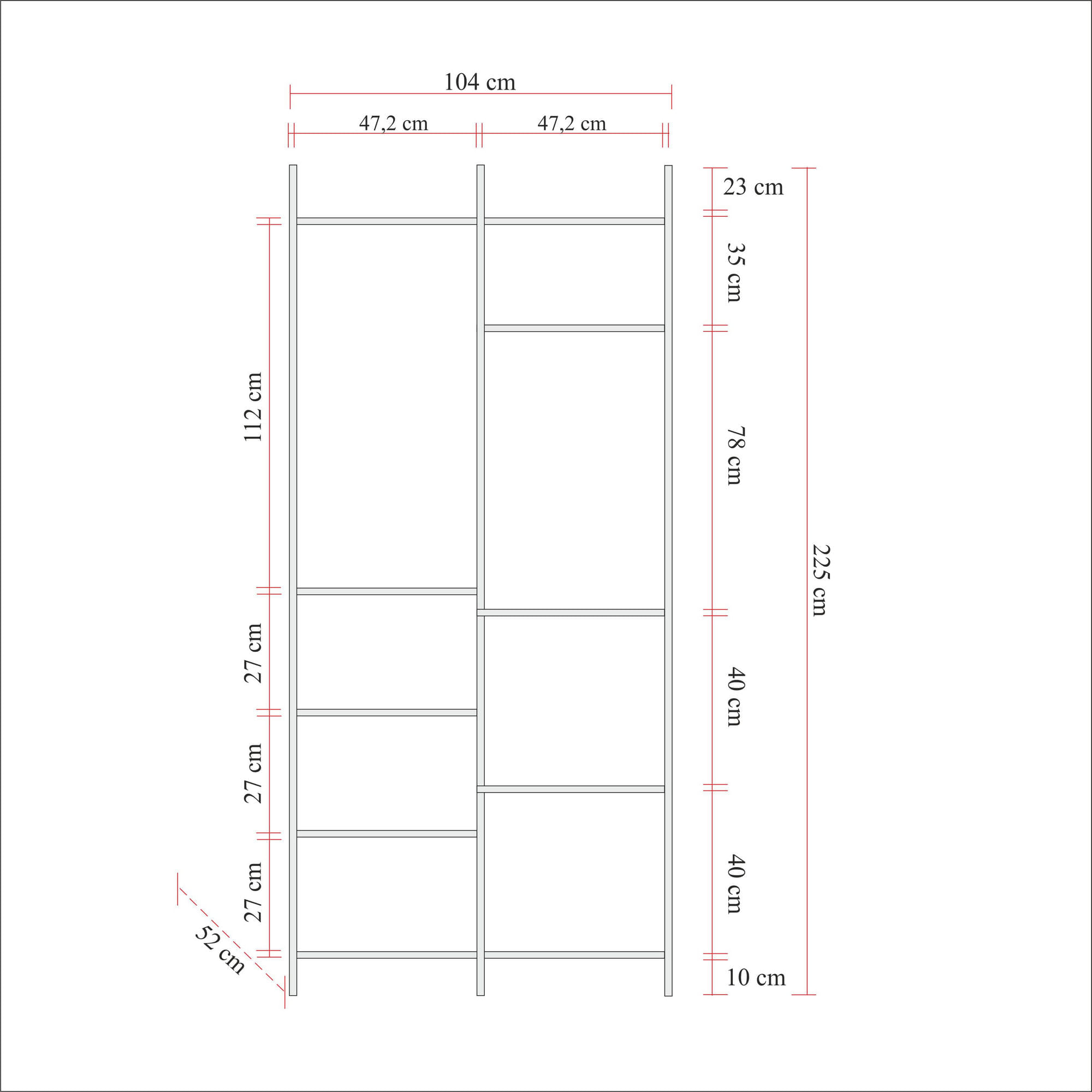 Dulap, Hanah Home, pal melaminat, pin atlantic, 104x52x225 cm — imaginea 9