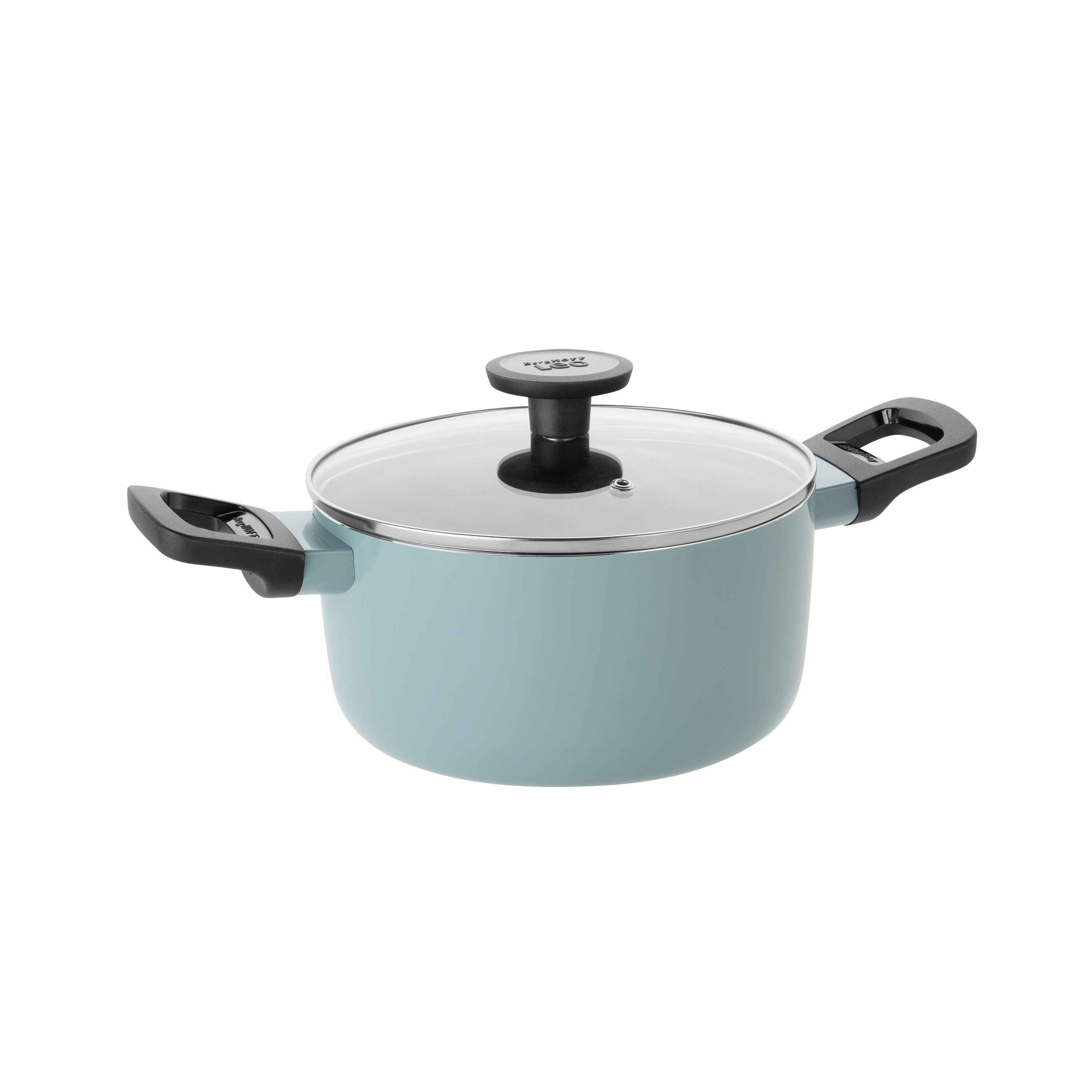 Cratita Slate, 20 cm, 2.9L, capac, Aluminiu, Sticla, Albastru — imaginea 2