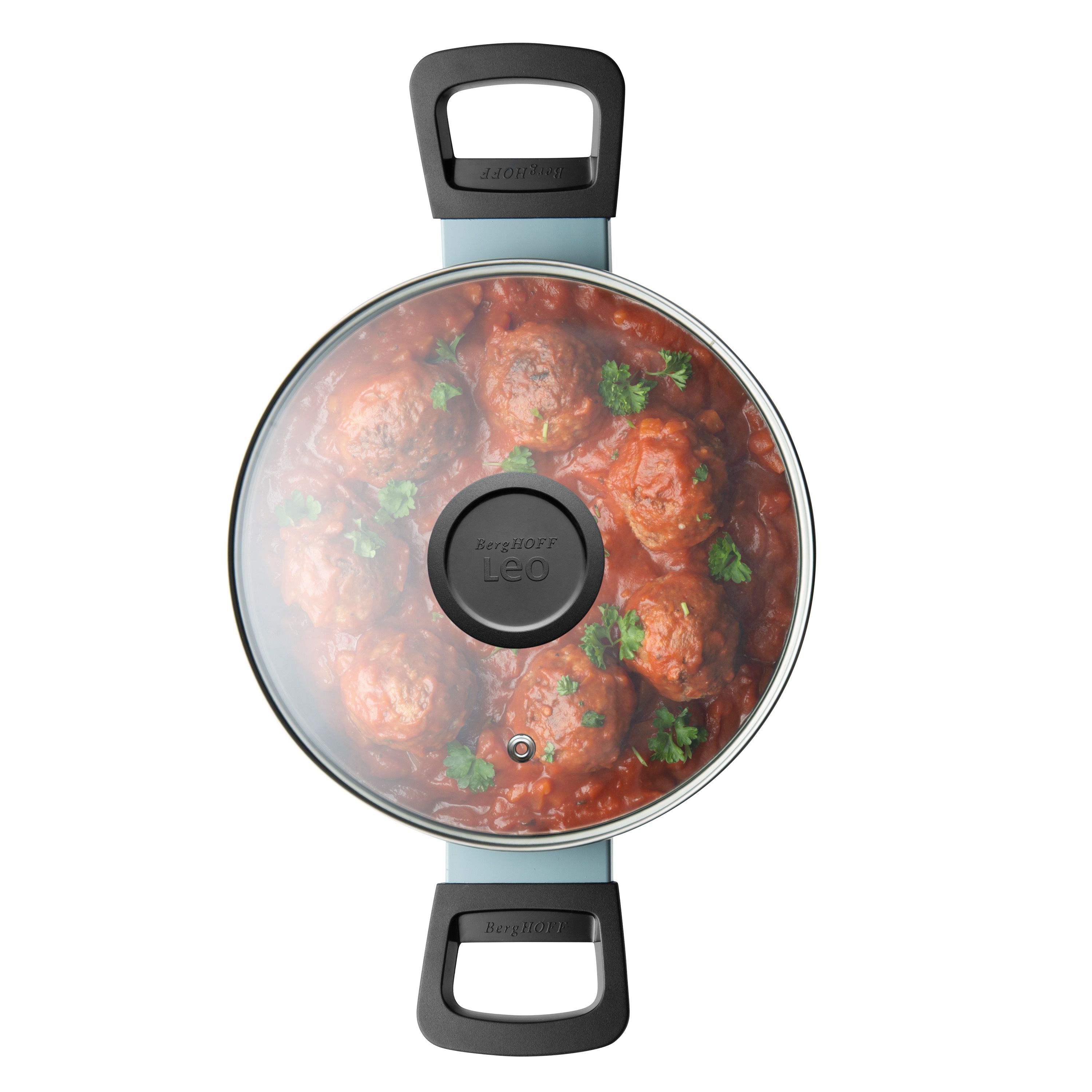 Cratita Slate, 20 cm, 2.9L, capac, Aluminiu, Sticla, Albastru — imaginea 3