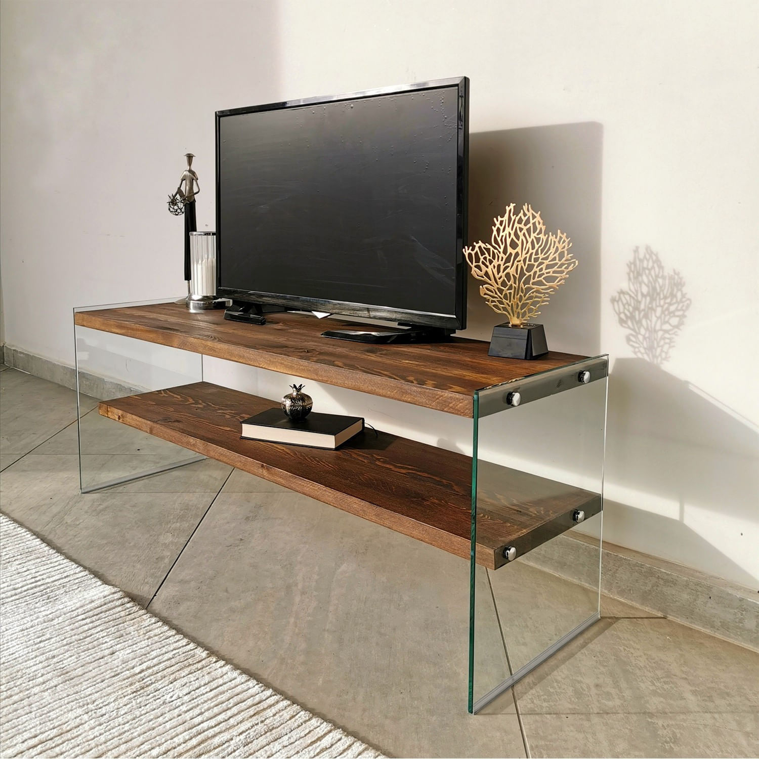 Comoda tv, Hanah Home, lemn masiv de pin, nuc, 120x35x45 cm, 552NOS1506 — imaginea 5