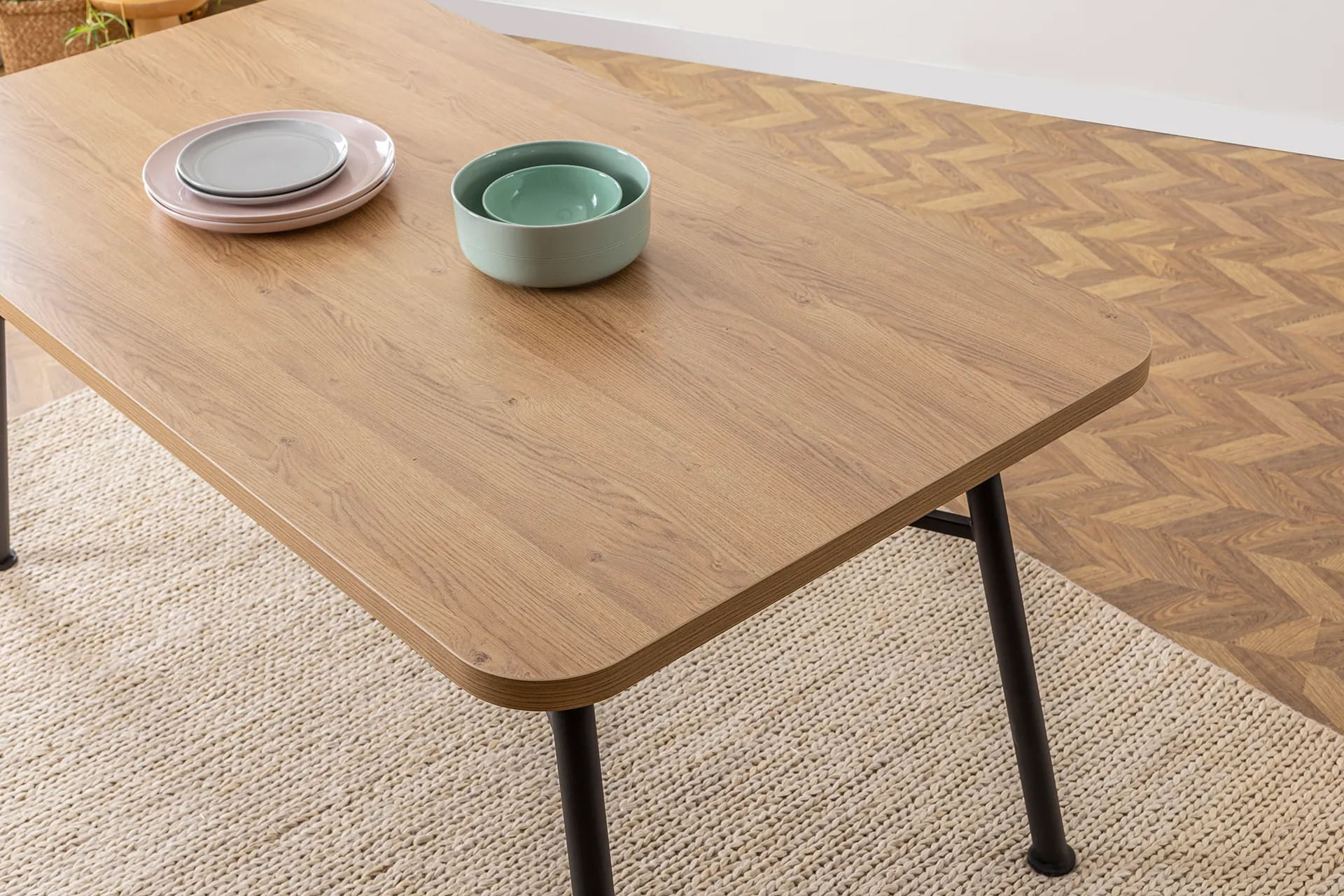 Masa dining, Hanah Home, PAL melaminat, natural, 160x90x75 cm — imaginea 4