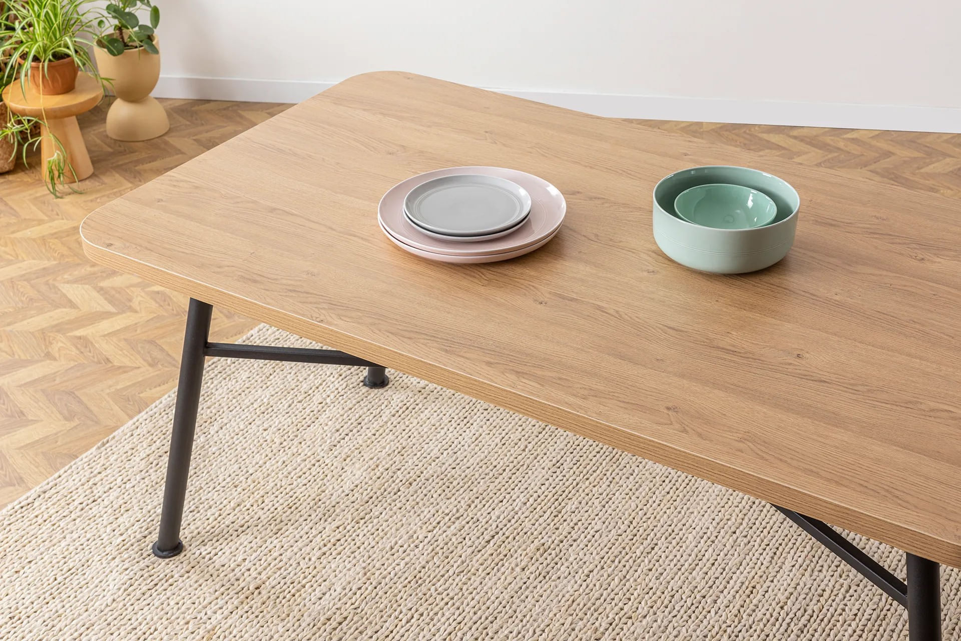 Masa dining, Hanah Home, PAL melaminat, natural, 160x90x75 cm — imaginea 5