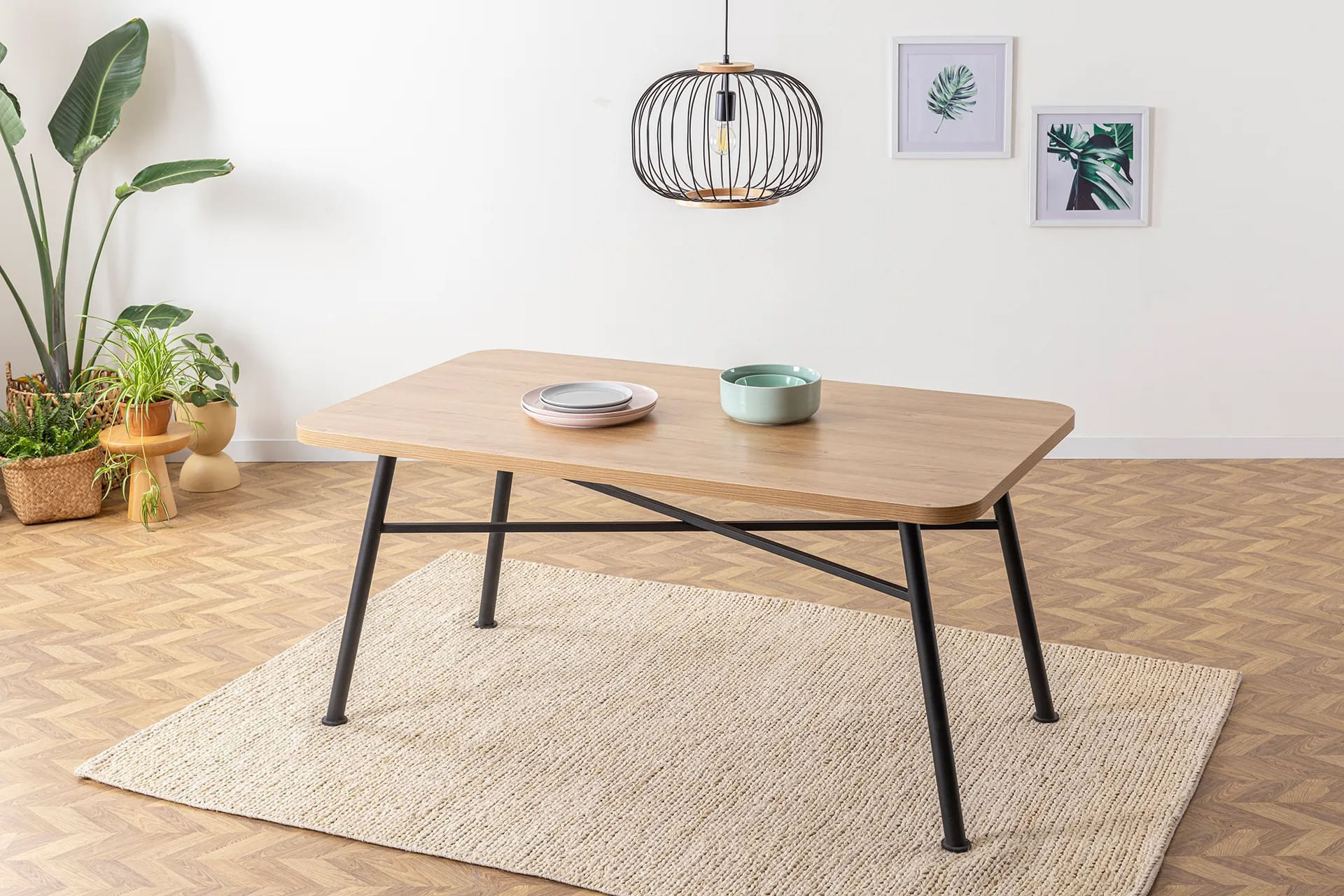 Masa dining, Hanah Home, PAL melaminat, natural, 160x90x75 cm — imaginea 8