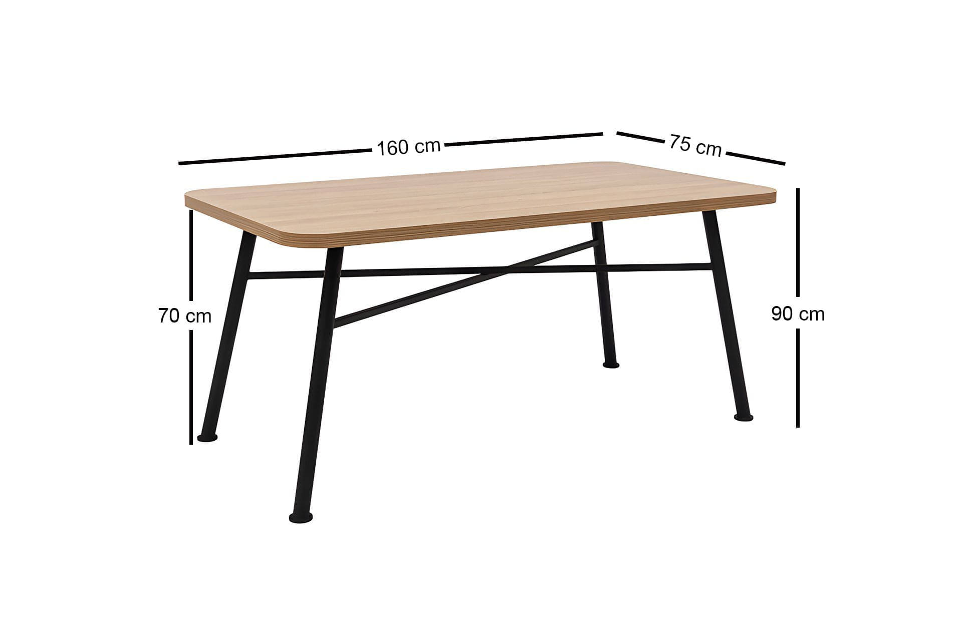 Masa dining, Hanah Home, PAL melaminat, natural, 160x90x75 cm — imaginea 9